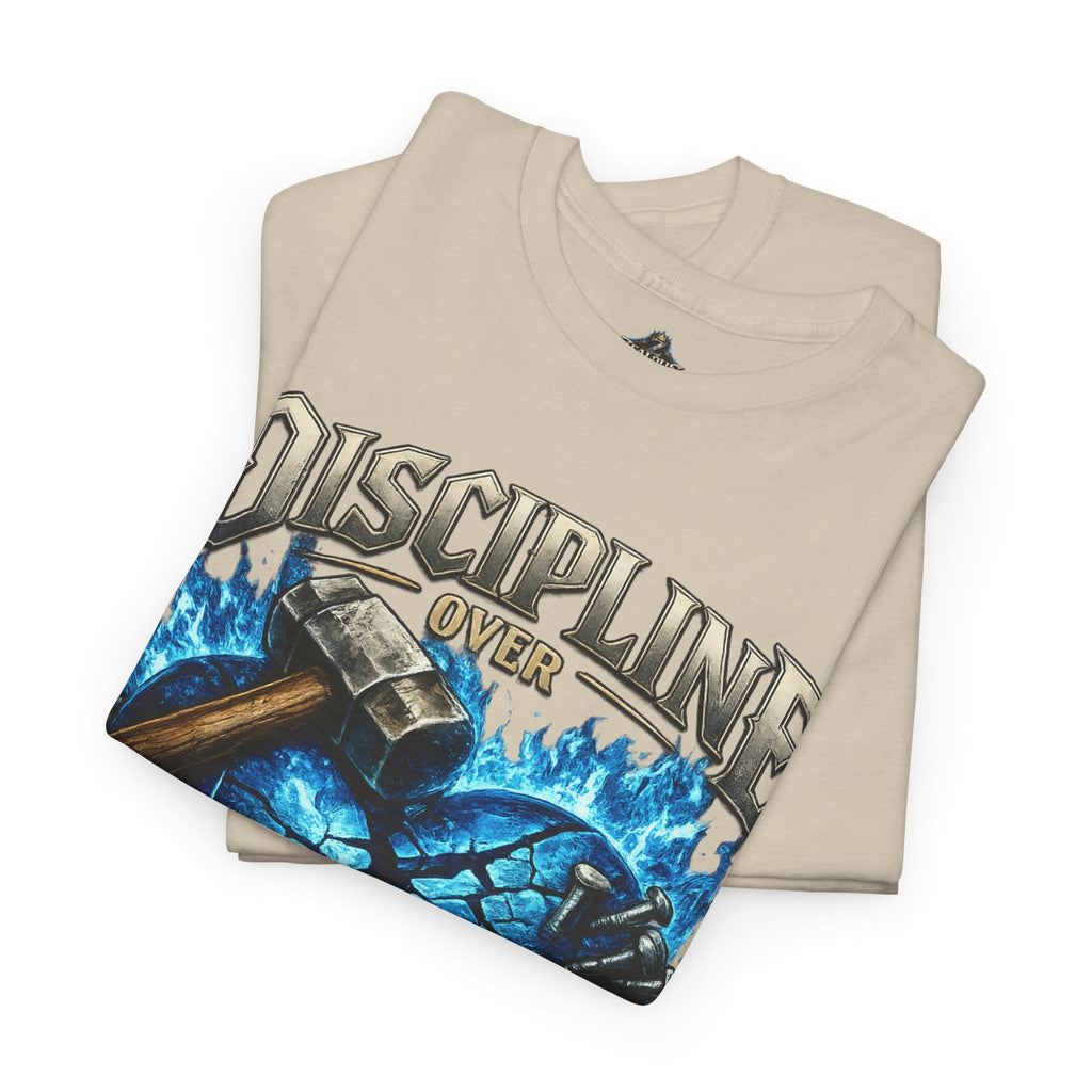 Discipline Over Emotions Graphic T-Shirt (Blue Heart) Printify