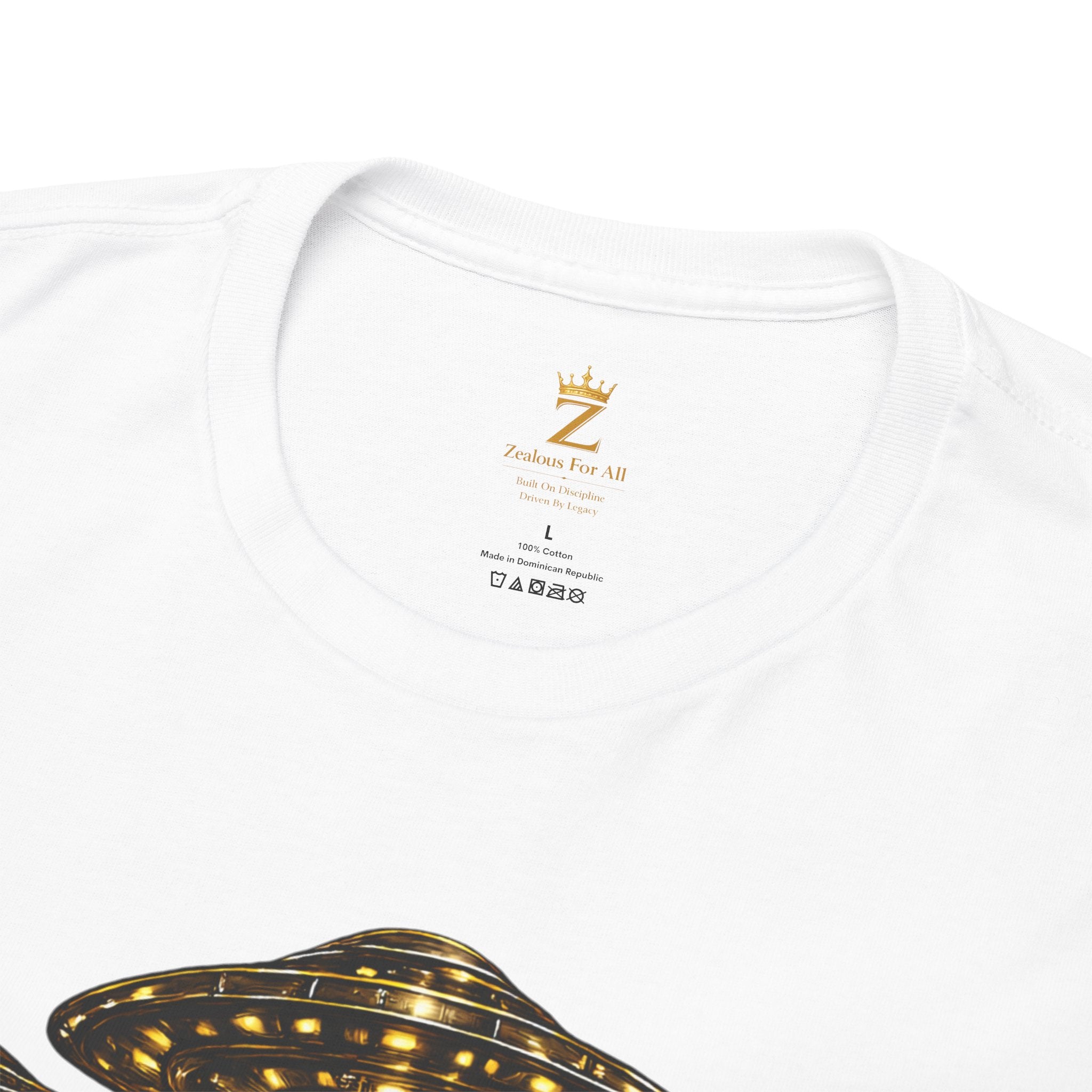Adult "United. Fly. Organized." Graphic Tee (Gold) Printify