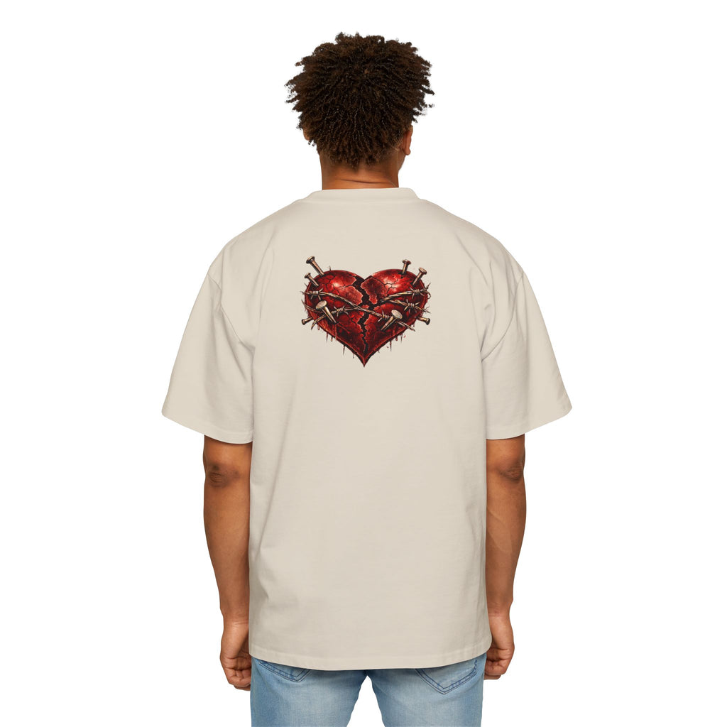 Oversized Discipline Over Emotions Graphic Tee (Front Red Heart) Printify