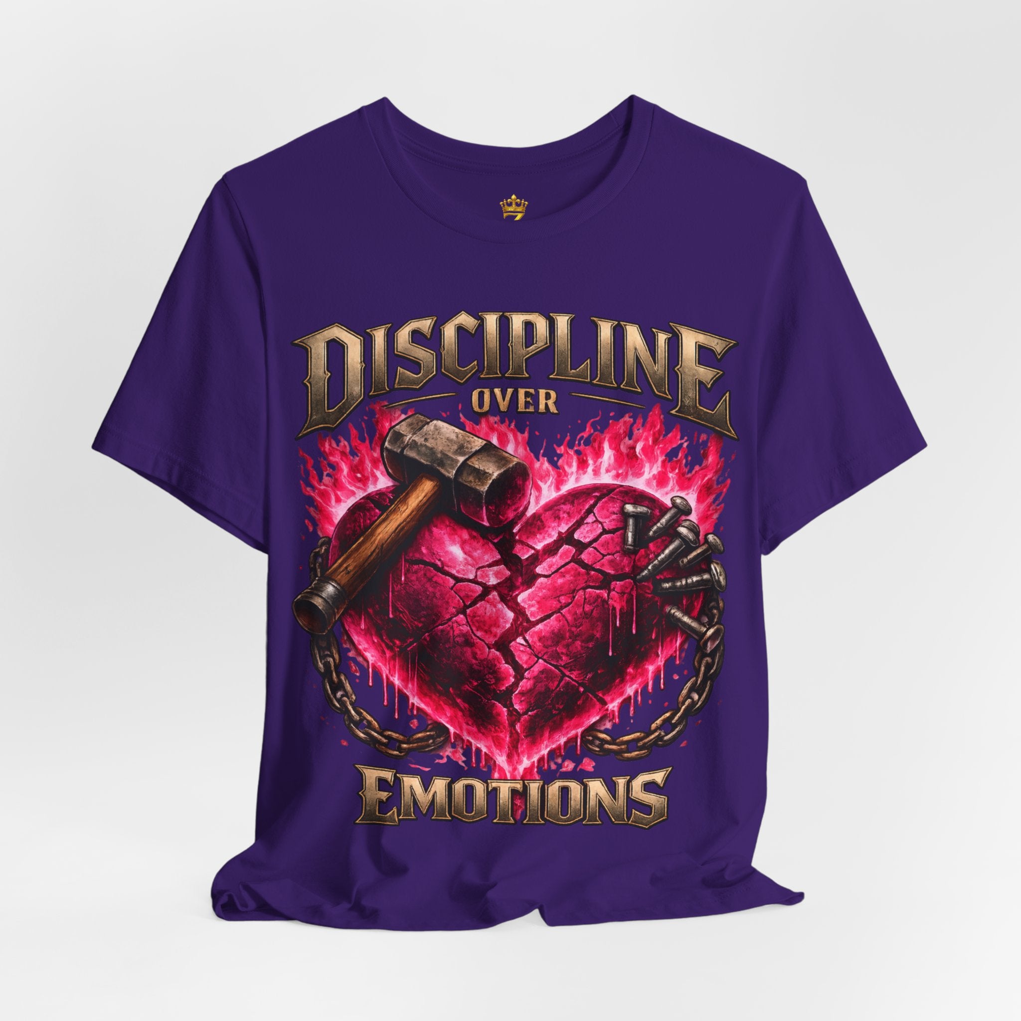 Discipline Over Emotions Premium Graphic T-Shirt (Hot Pink Heart) Printify