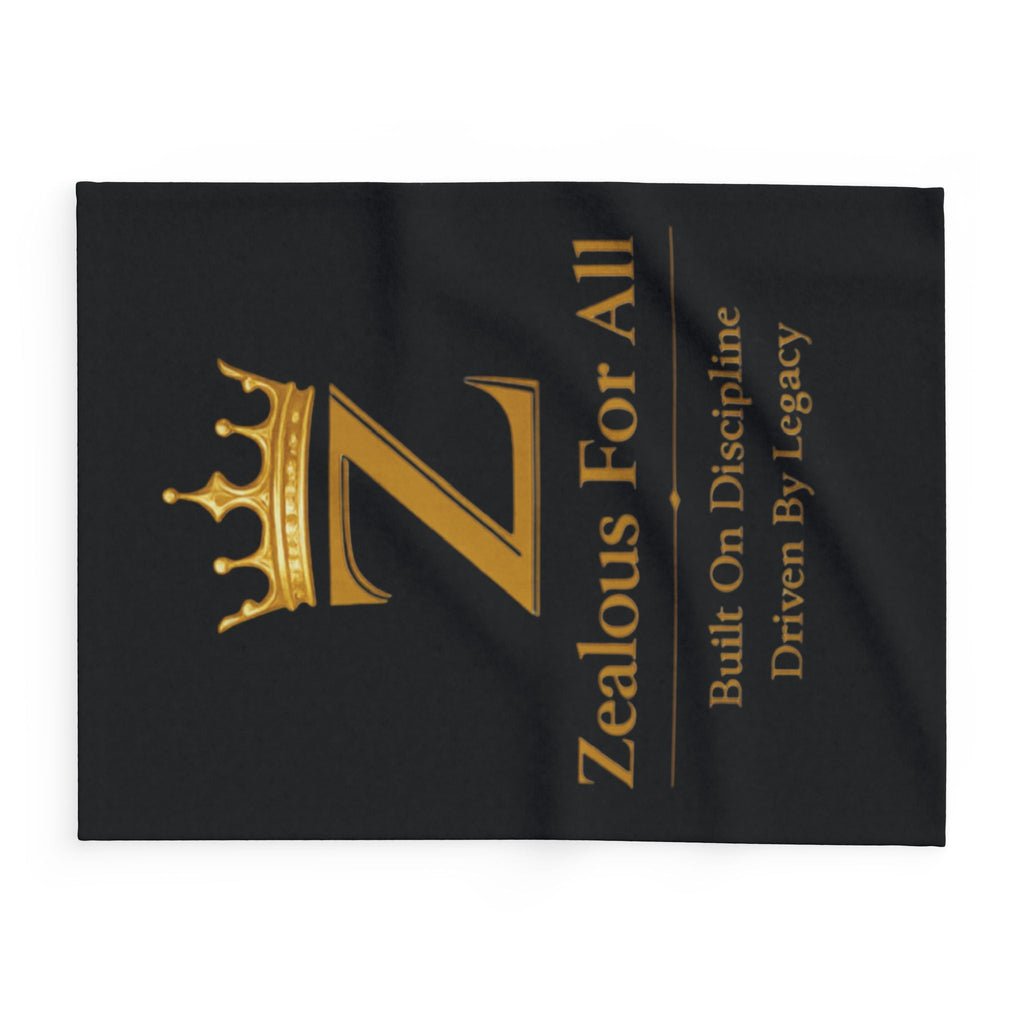First Zealous For All Gold Crown Throw Drop 01 — Black Arctic Fleece Blanket Printify