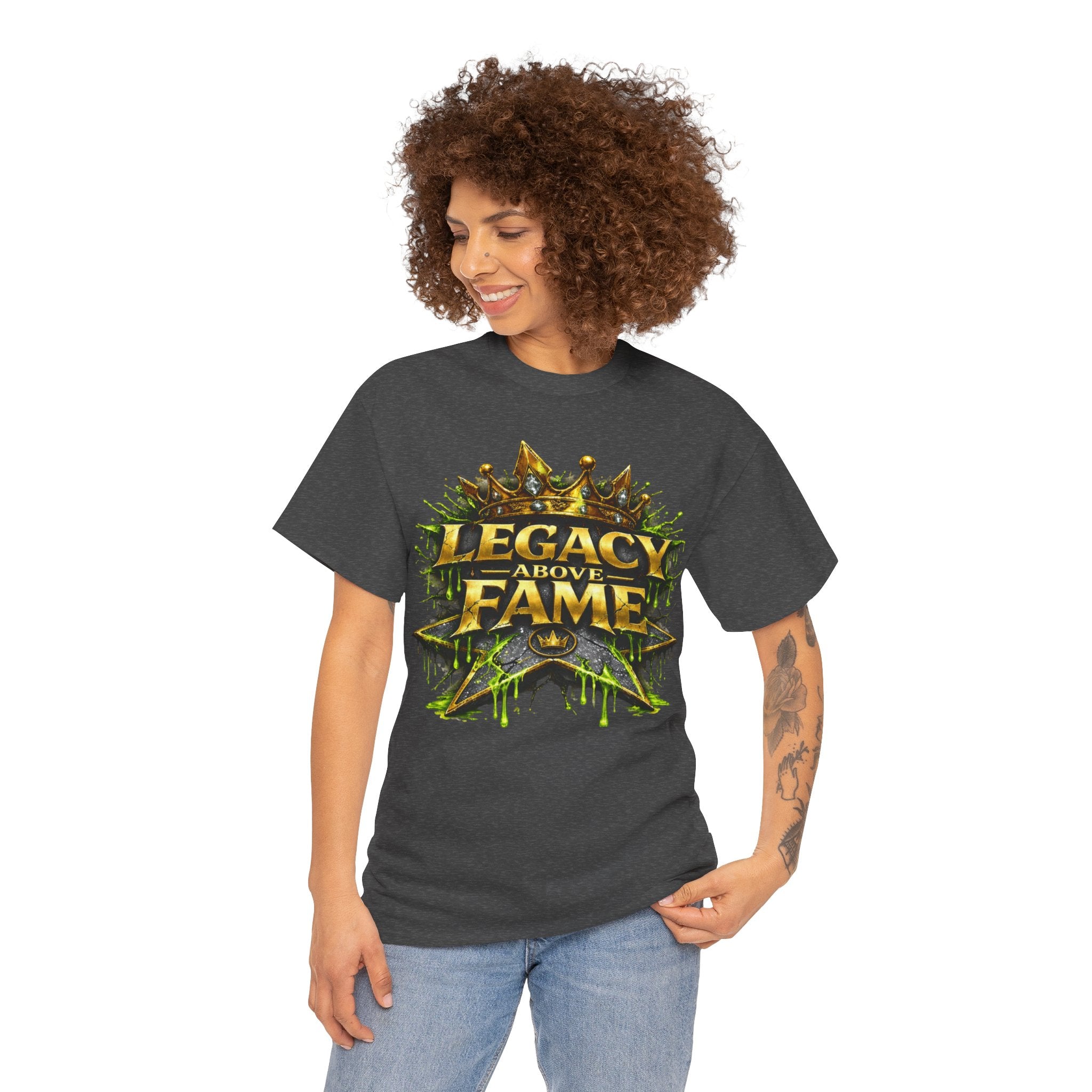 Adult Legacy Above Fame Graphic T-Shirt (Lime Green Drip) - Zealous For All