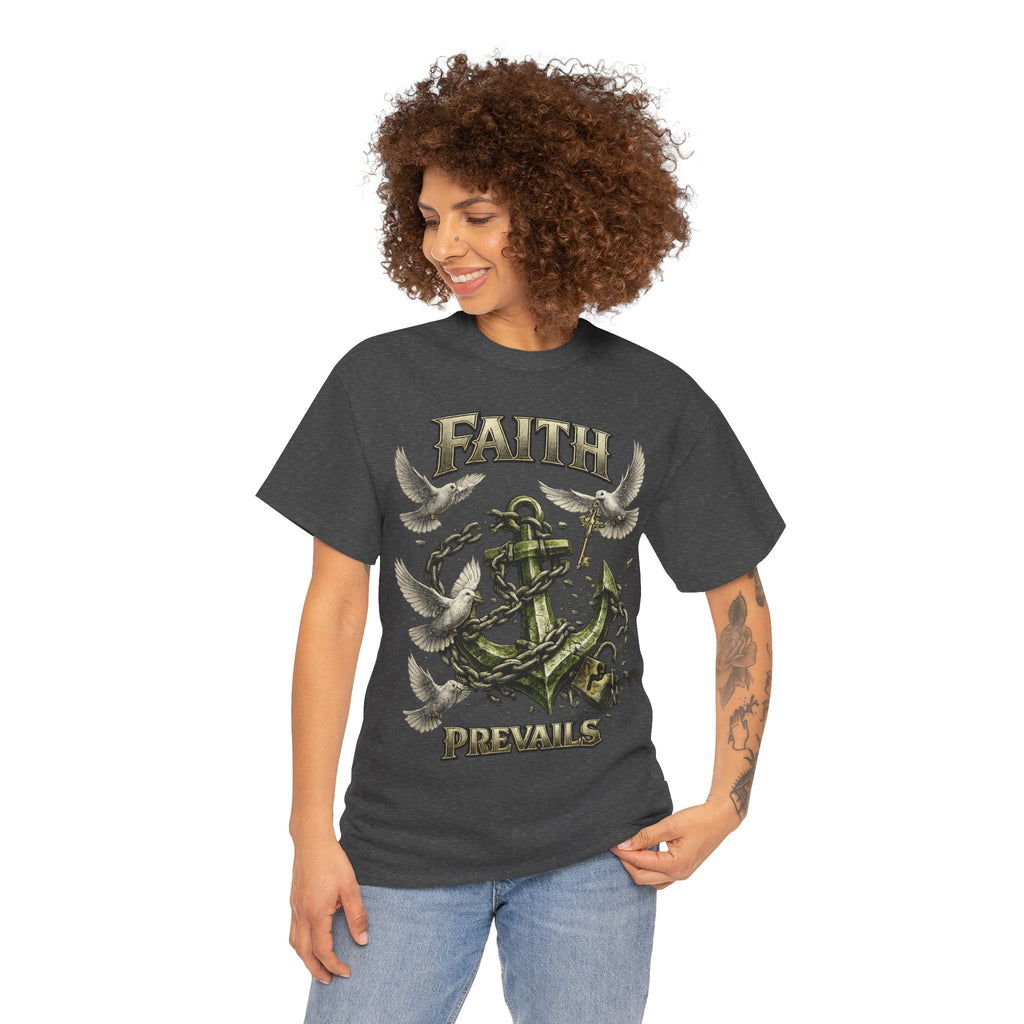 Adult Faith Prevails Anchor T-Shirt (Green Anchor) Printify