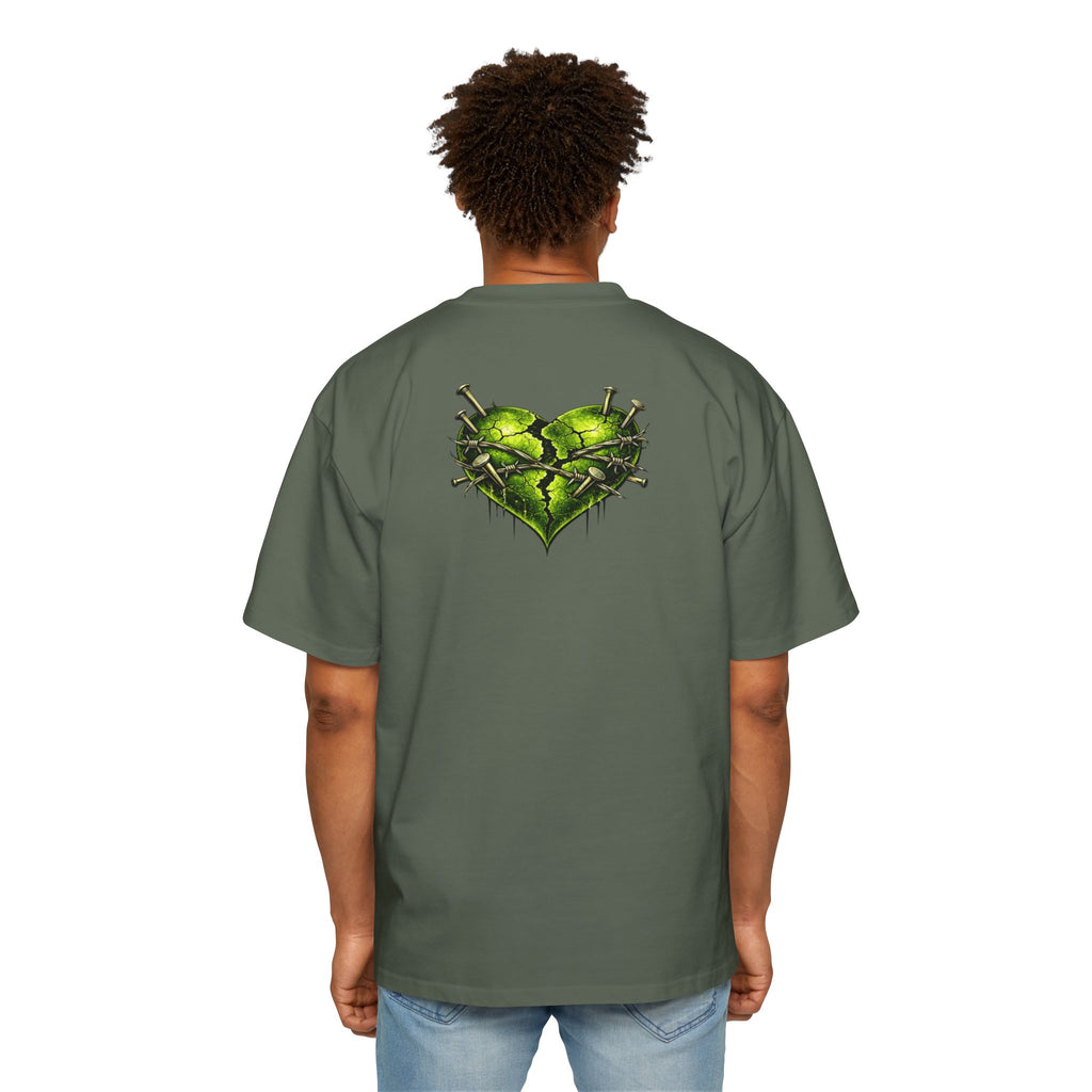 Oversized Discipline Over Emotions Graphic Tee (Green Heart) Printify