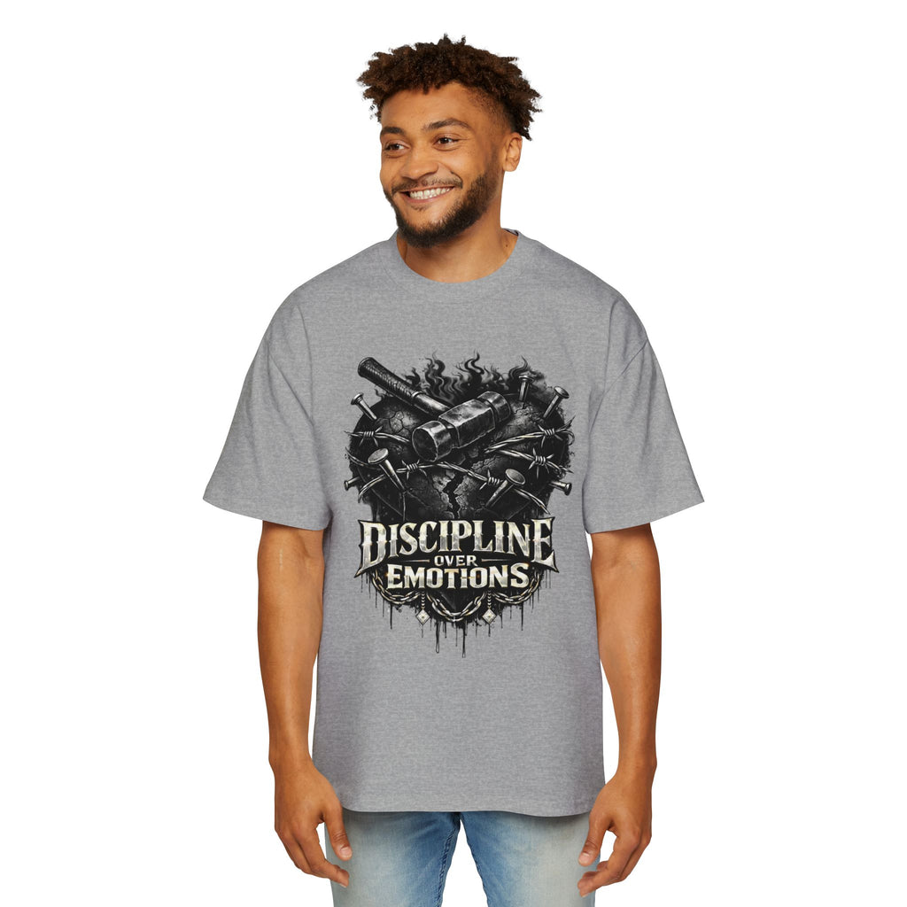 Oversized Discipline Over Emotions Graphic Tee (Black Heart) Printify