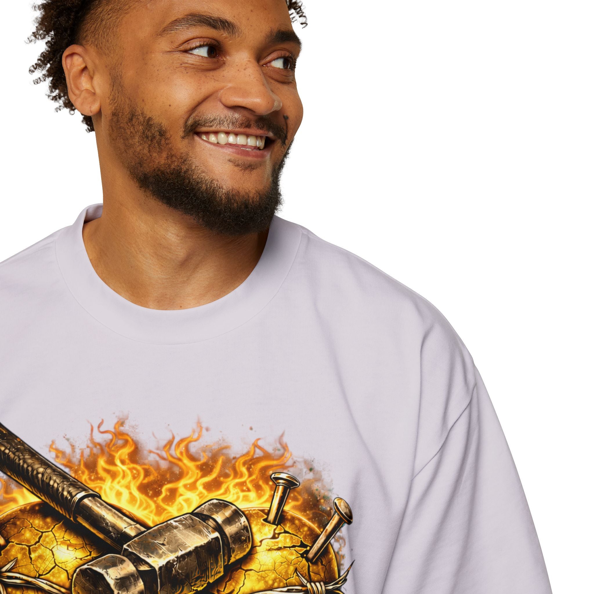 Oversized Discipline Over Emotions Graphic Tee (Gold Heart) Printify