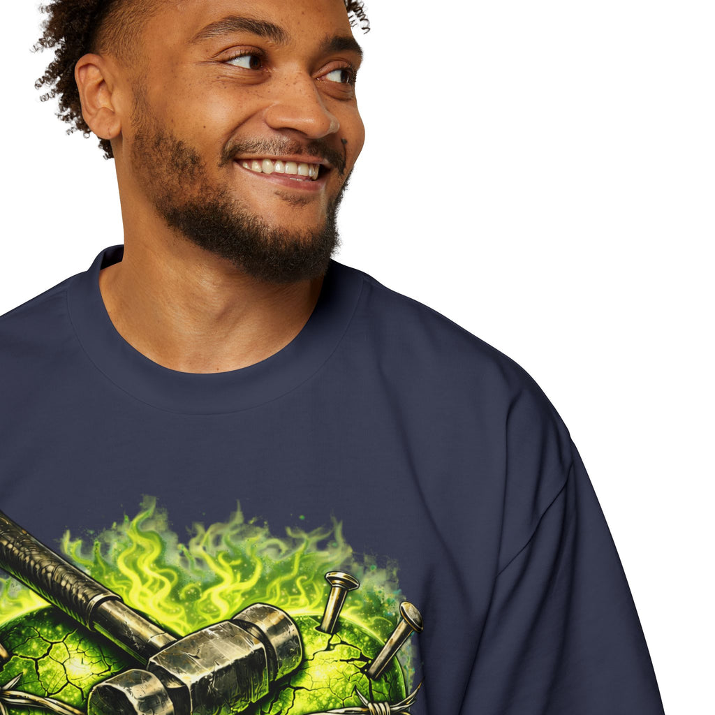 Oversized Discipline Over Emotions Graphic Tee (Green Heart) Printify