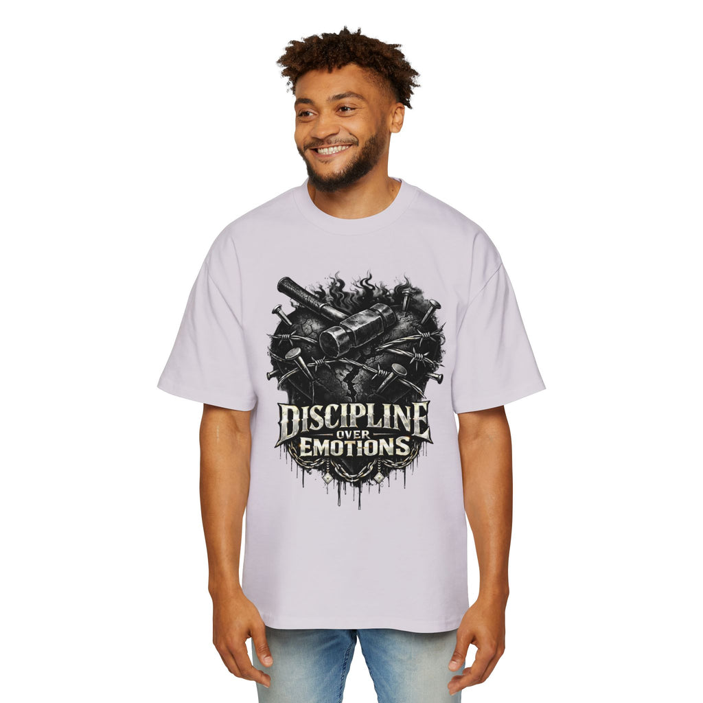Oversized Discipline Over Emotions Graphic Tee (Black Heart) Printify