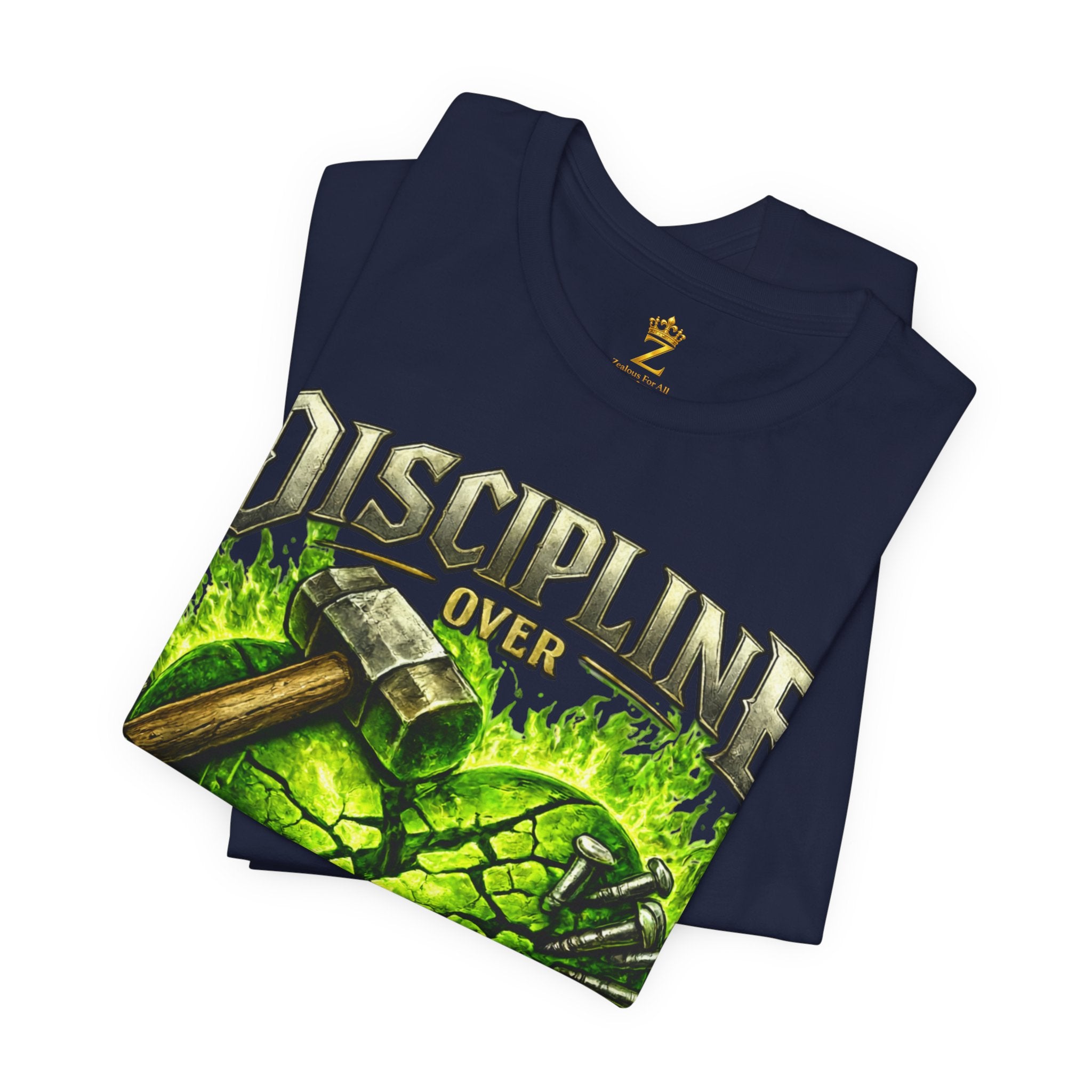 Discipline Over Emotions Premium Graphic T-Shirt (Lime Green Heart) Printify