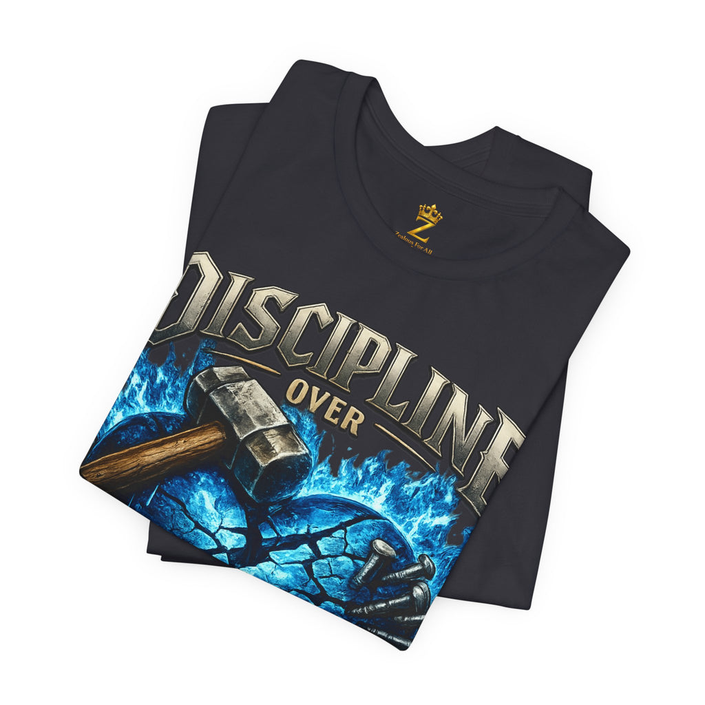 Discipline Over Emotions Premium Graphic T-Shirt (Blue Heart) Printify