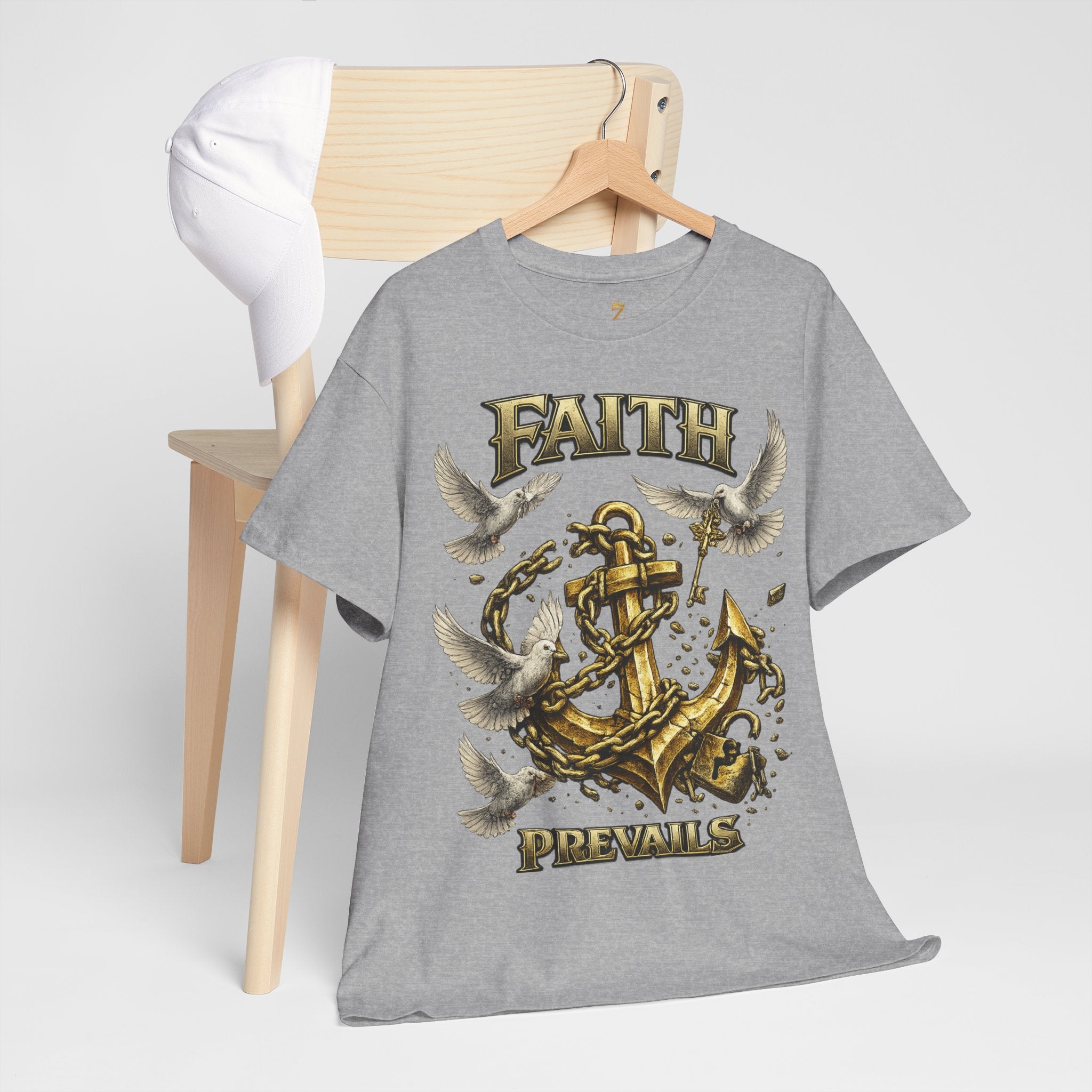 Adult Faith Prevails Anchor T-Shirt (Gold Anchor) Printify