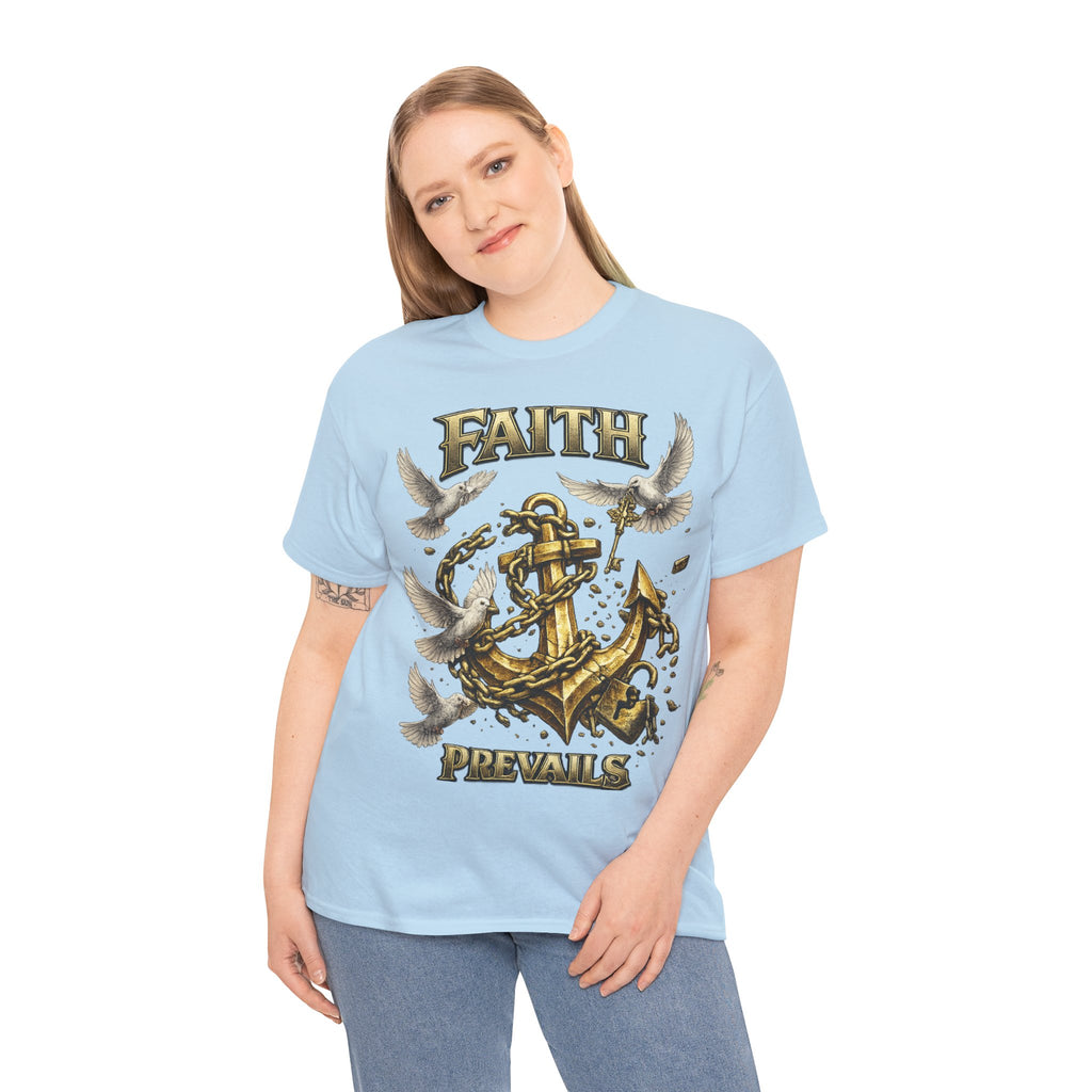 Adult Faith Prevails Anchor T-Shirt (Gold Anchor) Printify