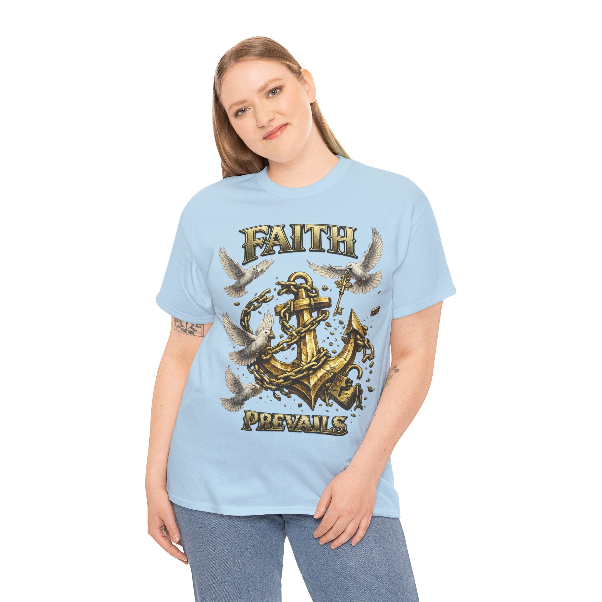 Adult Faith Prevails Anchor T-Shirt (Gold Anchor) Printify