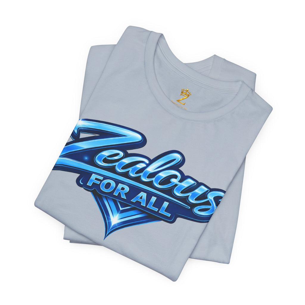 Zealous For All Graphic T-Shirt (Blue Logo) Printify