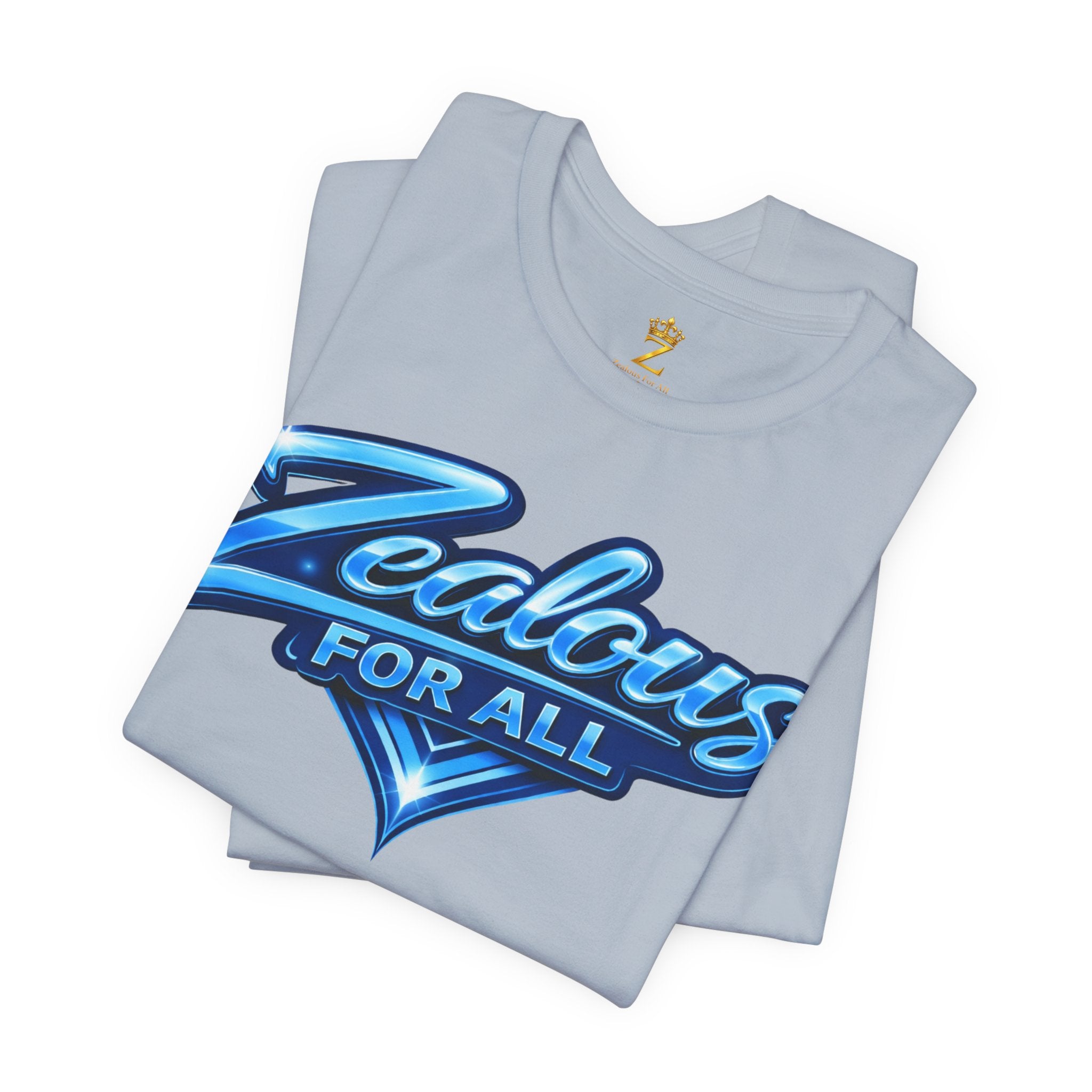 Zealous For All Graphic T-Shirt (Blue Logo) Printify