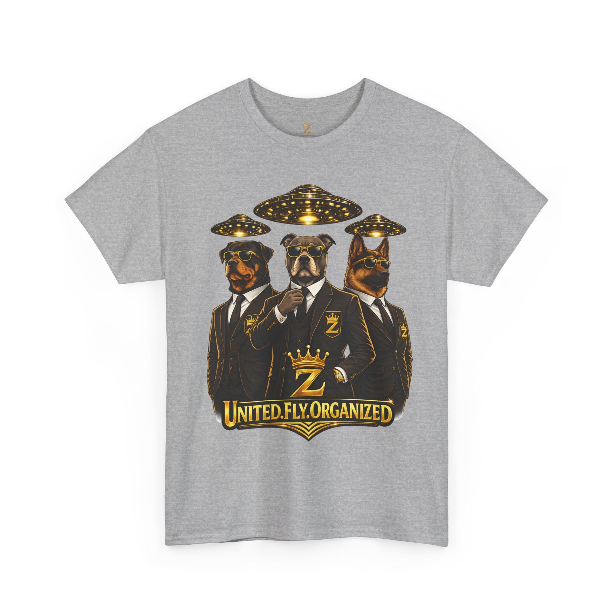 Adult "United. Fly. Organized." Graphic Tee (Gold) Printify