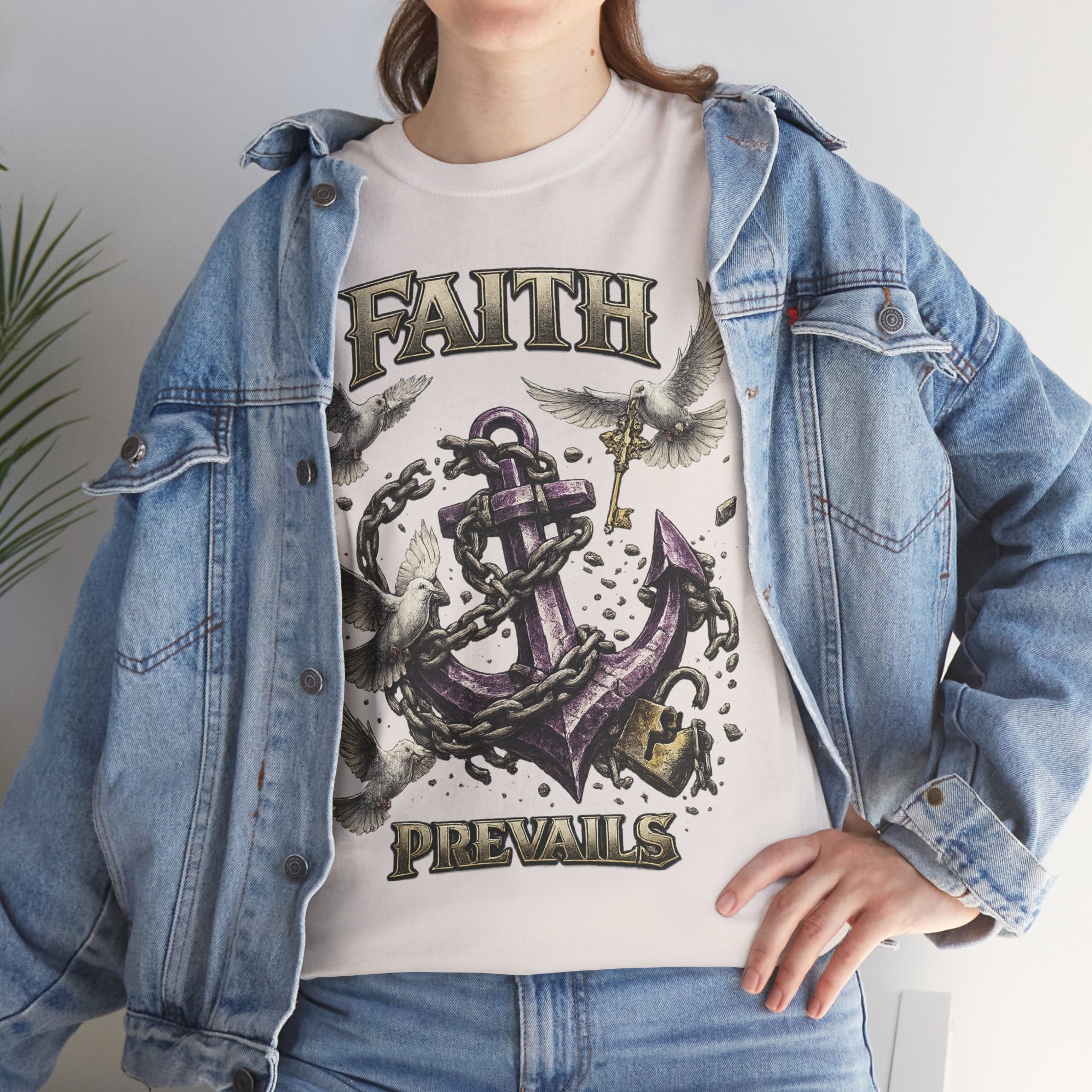 Adult Faith Prevails T‑Shirt (Purple Anchor) Printify