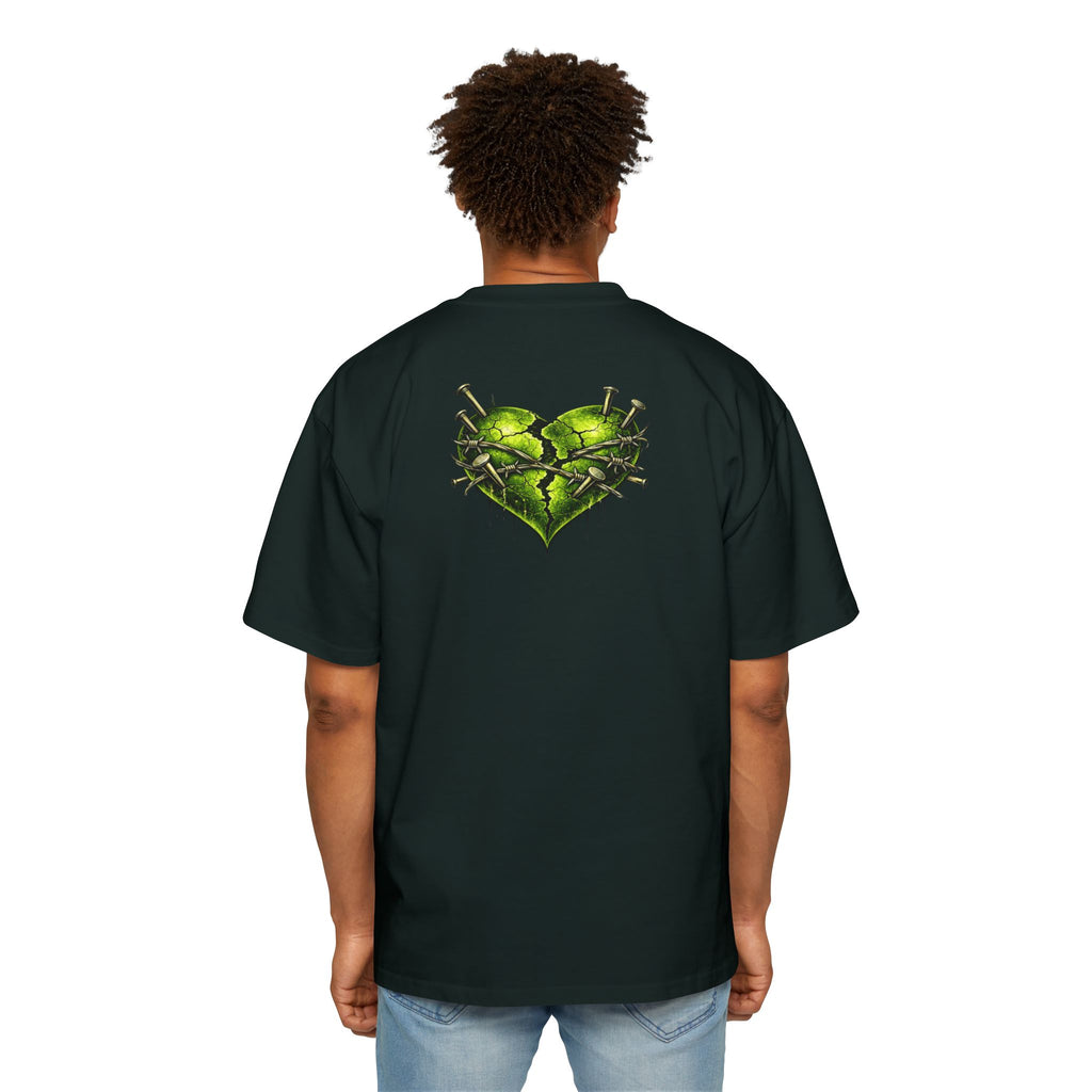 Oversized Discipline Over Emotions Graphic Tee (Green Heart) Printify