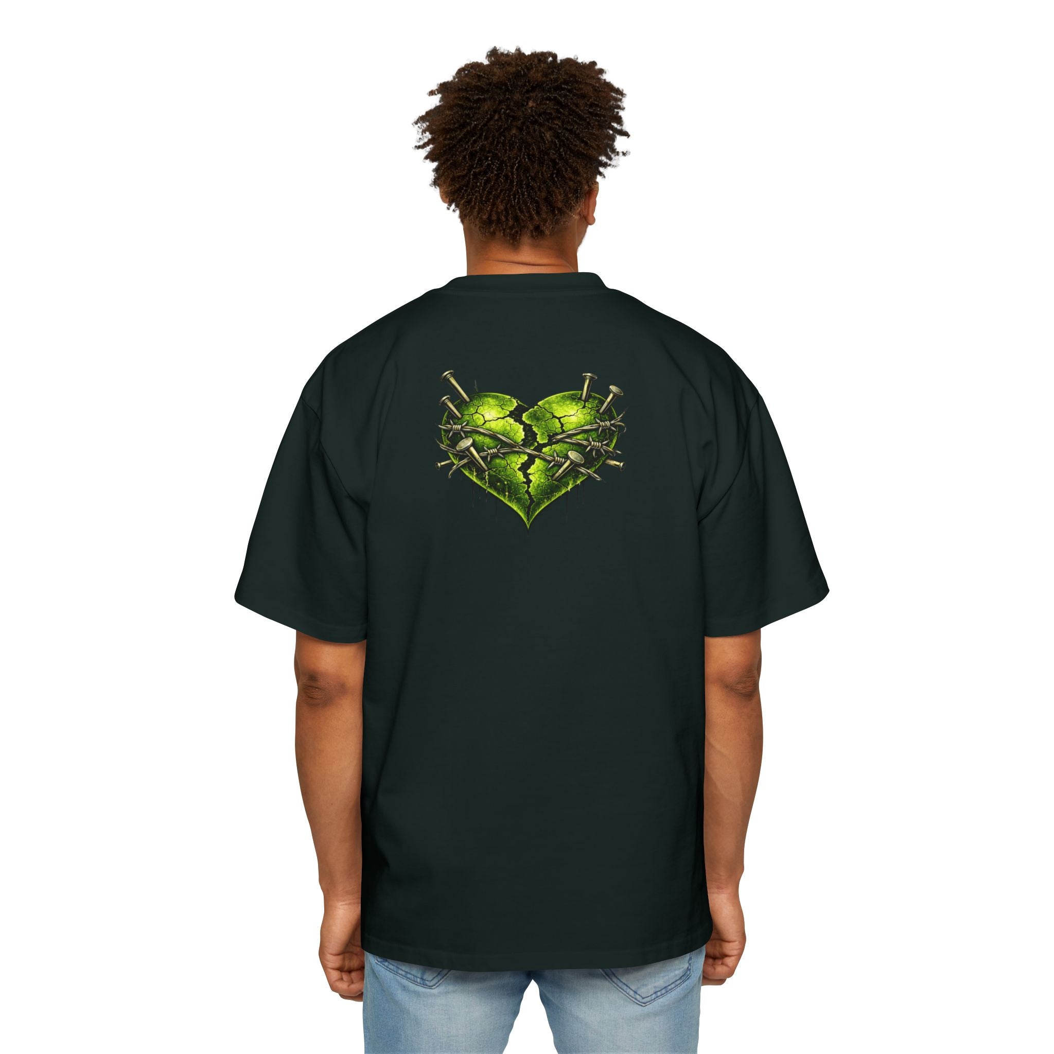 Oversized Discipline Over Emotions Graphic Tee (Green Heart) Printify
