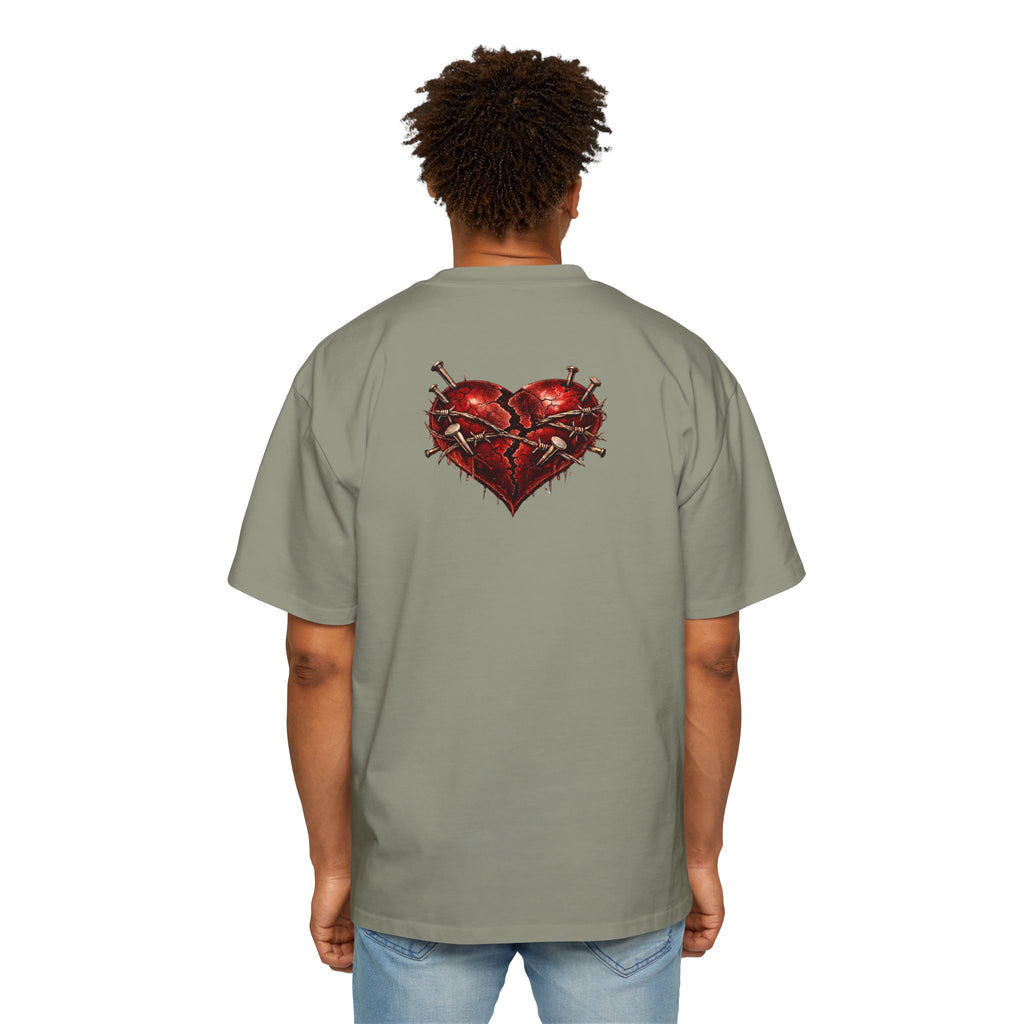 Oversized Discipline Over Emotions Graphic Tee (Front Red Heart) Printify