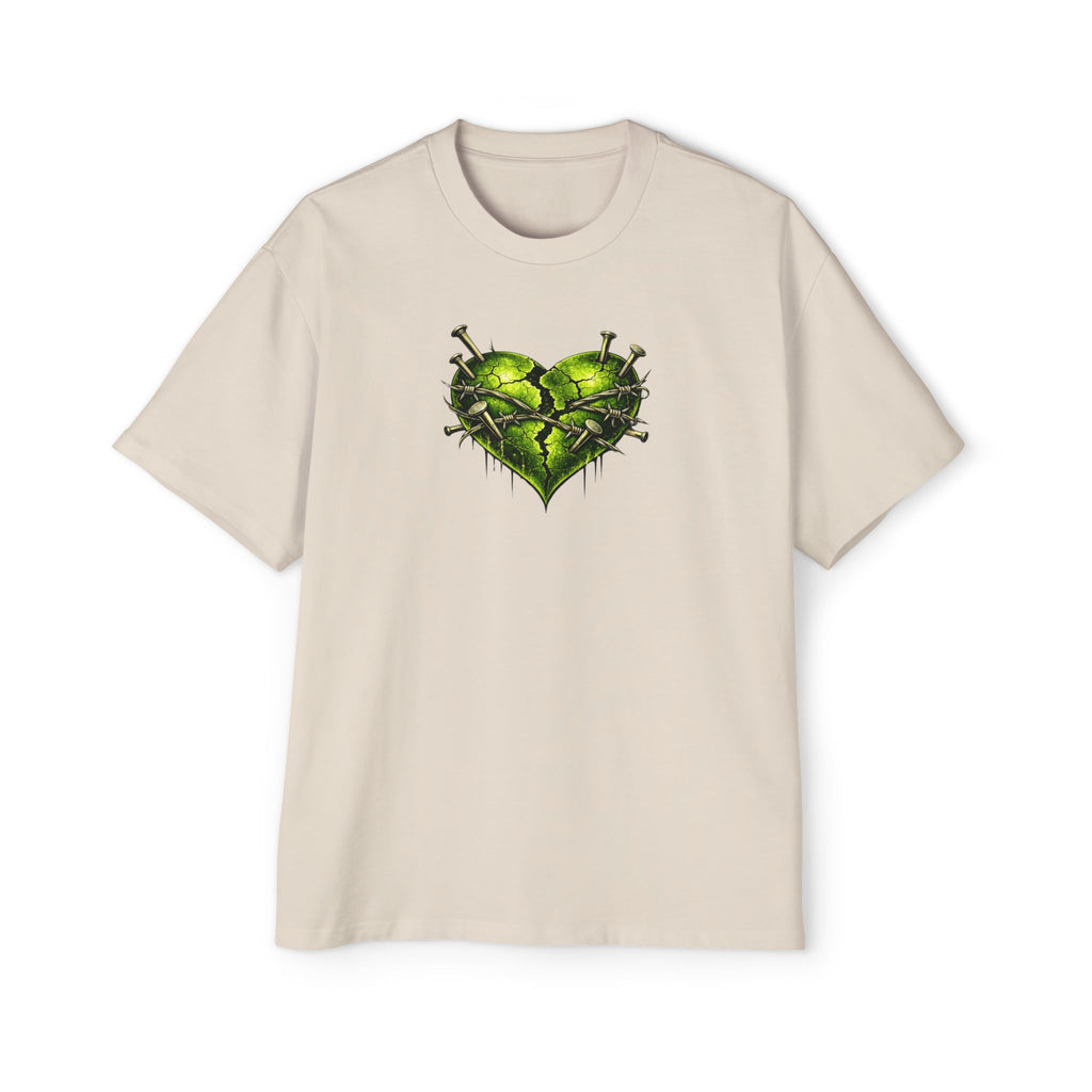 Adult *Oversized* Discipline Over Emotions (Back) Graphic Tee (Lime Green Heart) Printify