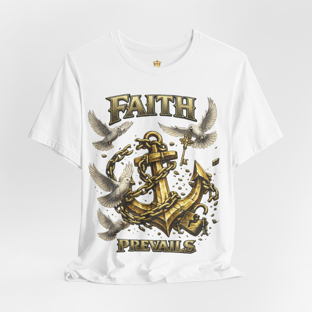 Faith Prevails T‑Shirt (Gold Anchor) Printify