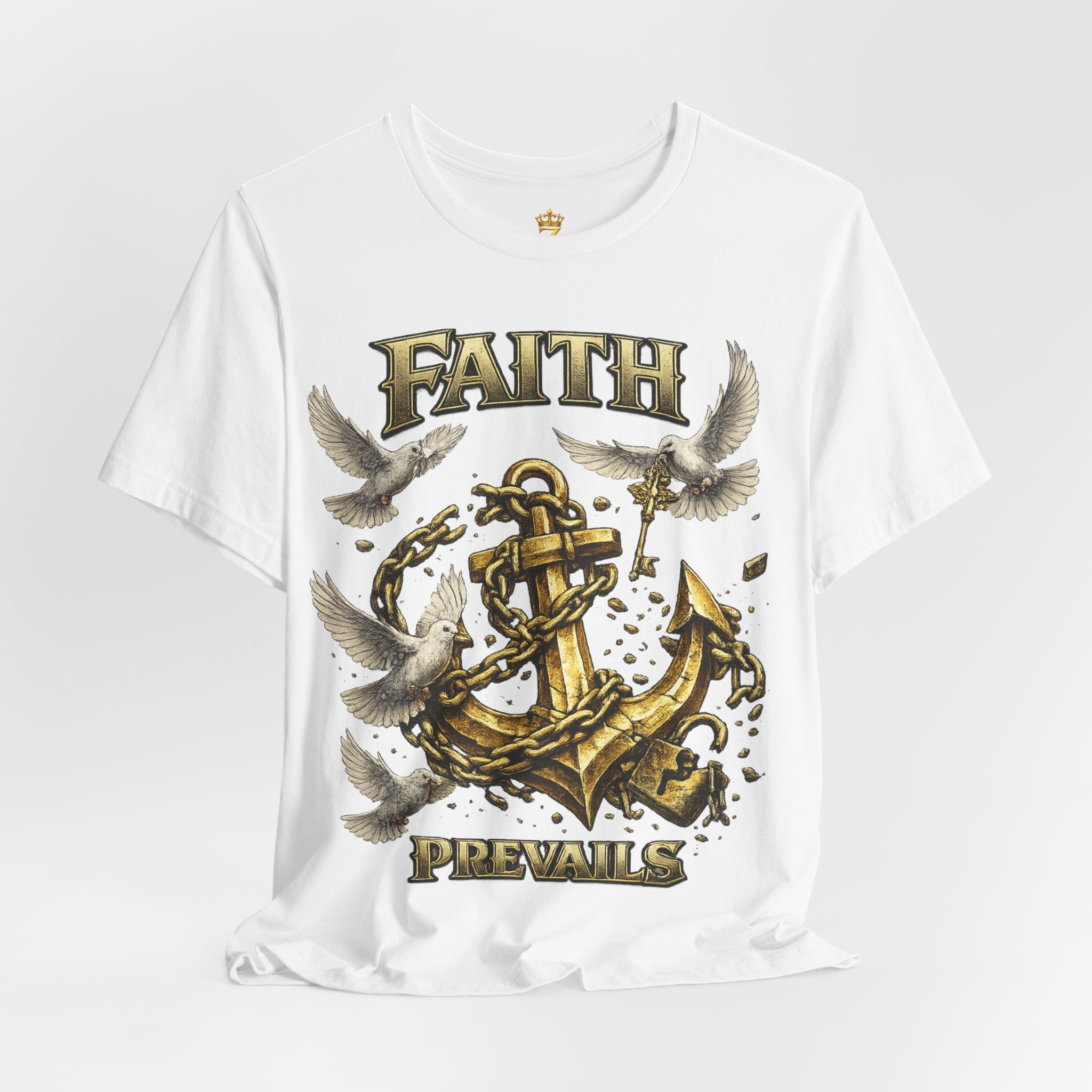 Faith Prevails T‑Shirt (Gold Anchor) Printify
