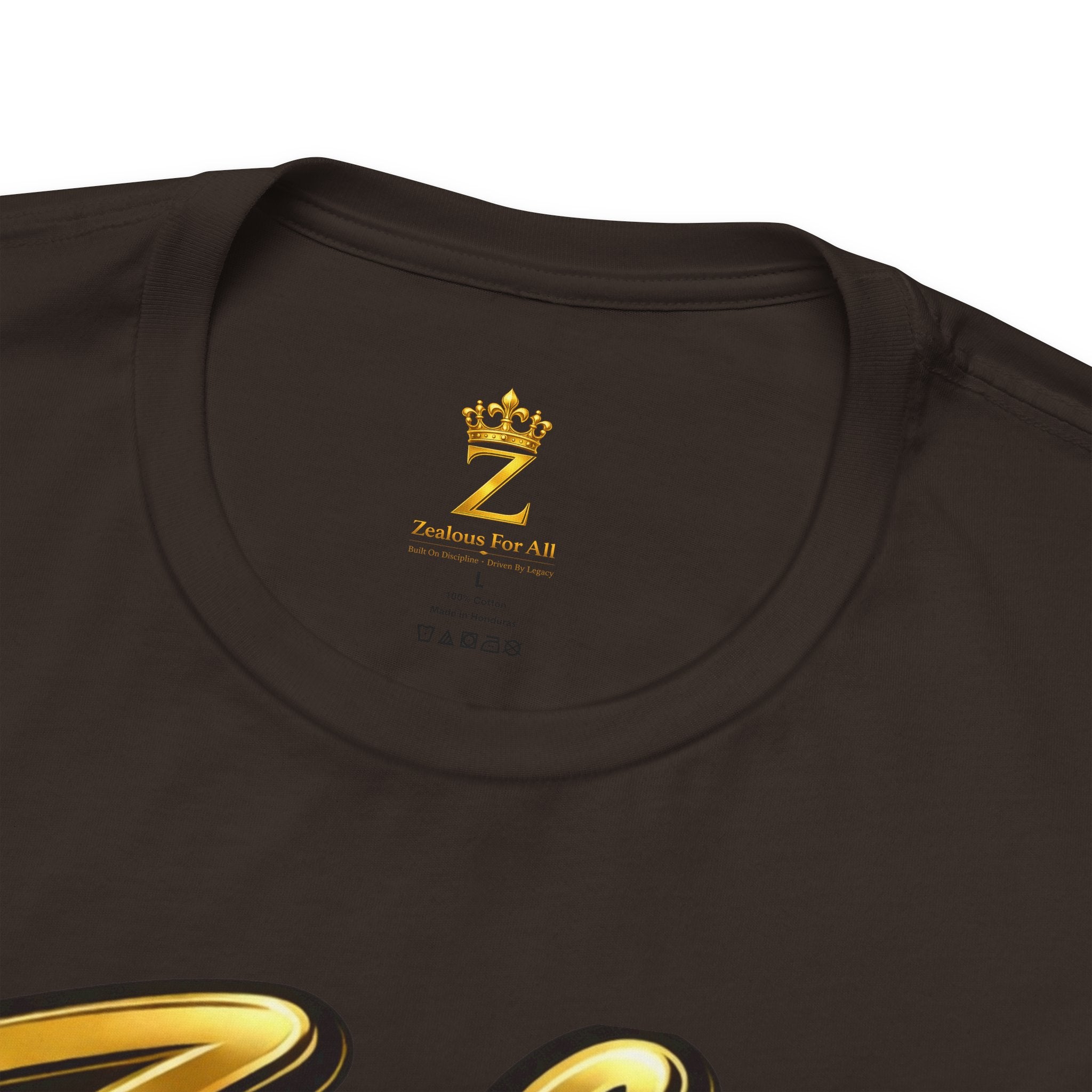 Zealous For All Graphic T-Shirt (Gold Logo) Printify