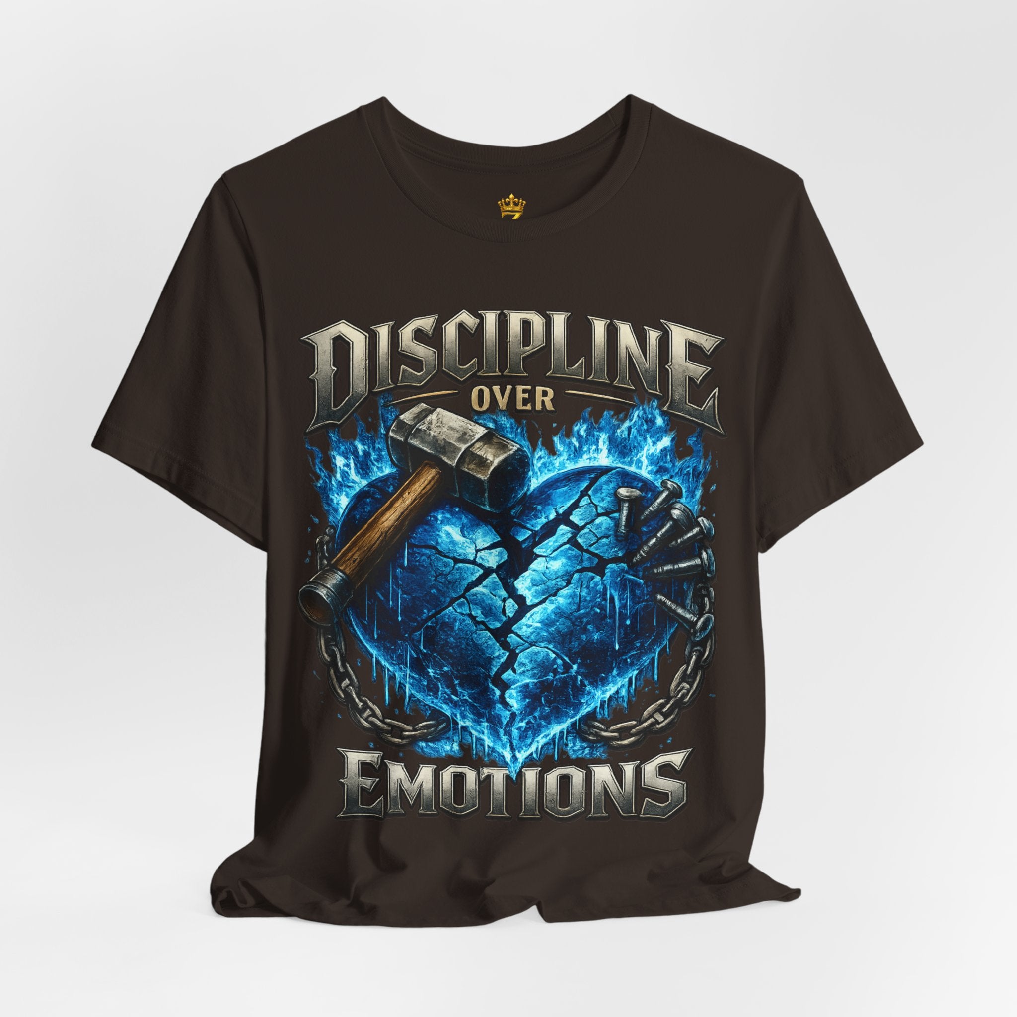 Discipline Over Emotions Premium Graphic T-Shirt (Blue Heart) Printify