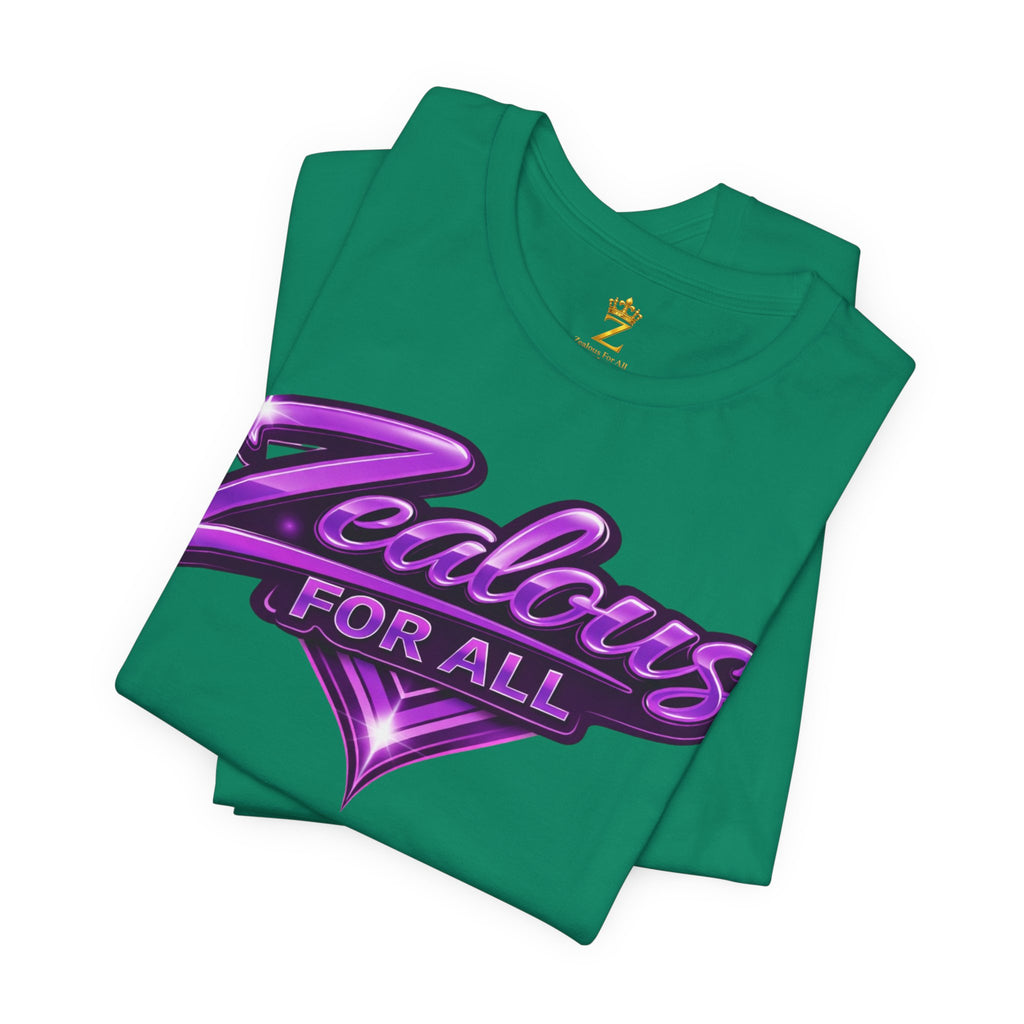 Zealous For All Graphic T-Shirt (Purple Logo) Printify