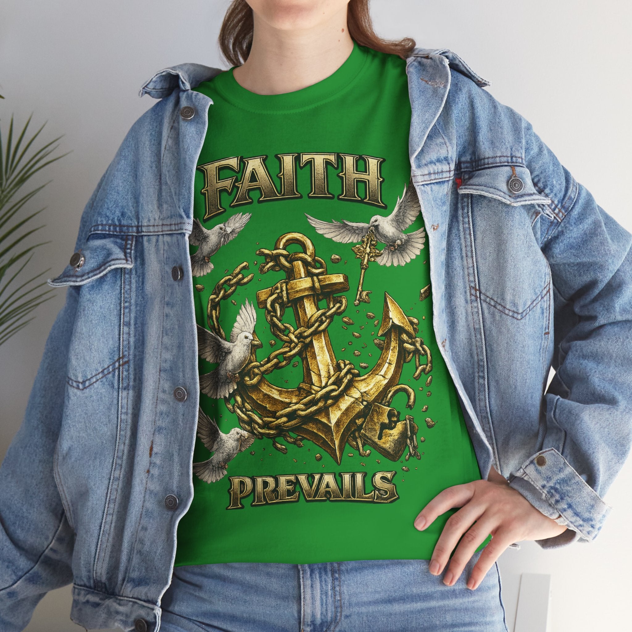 Adult Faith Prevails Anchor T-Shirt (Gold Anchor) Printify