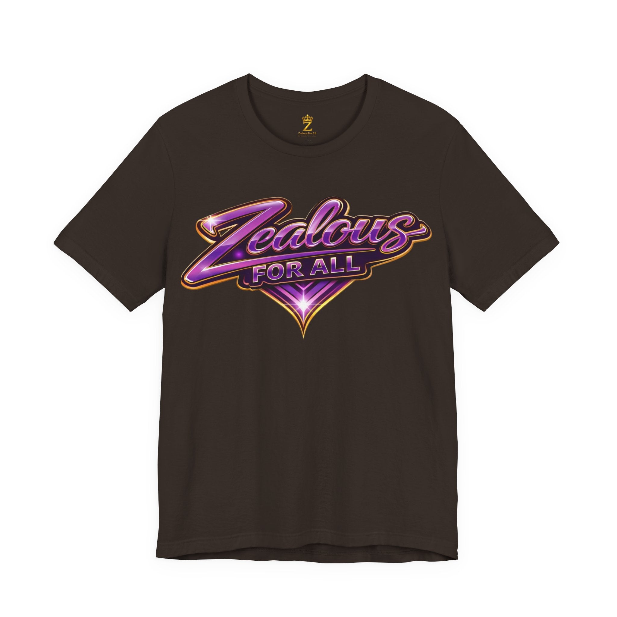 CUSTOM Zealous For All Graphic T-Shirt (Purple & Gold Trim Logo)