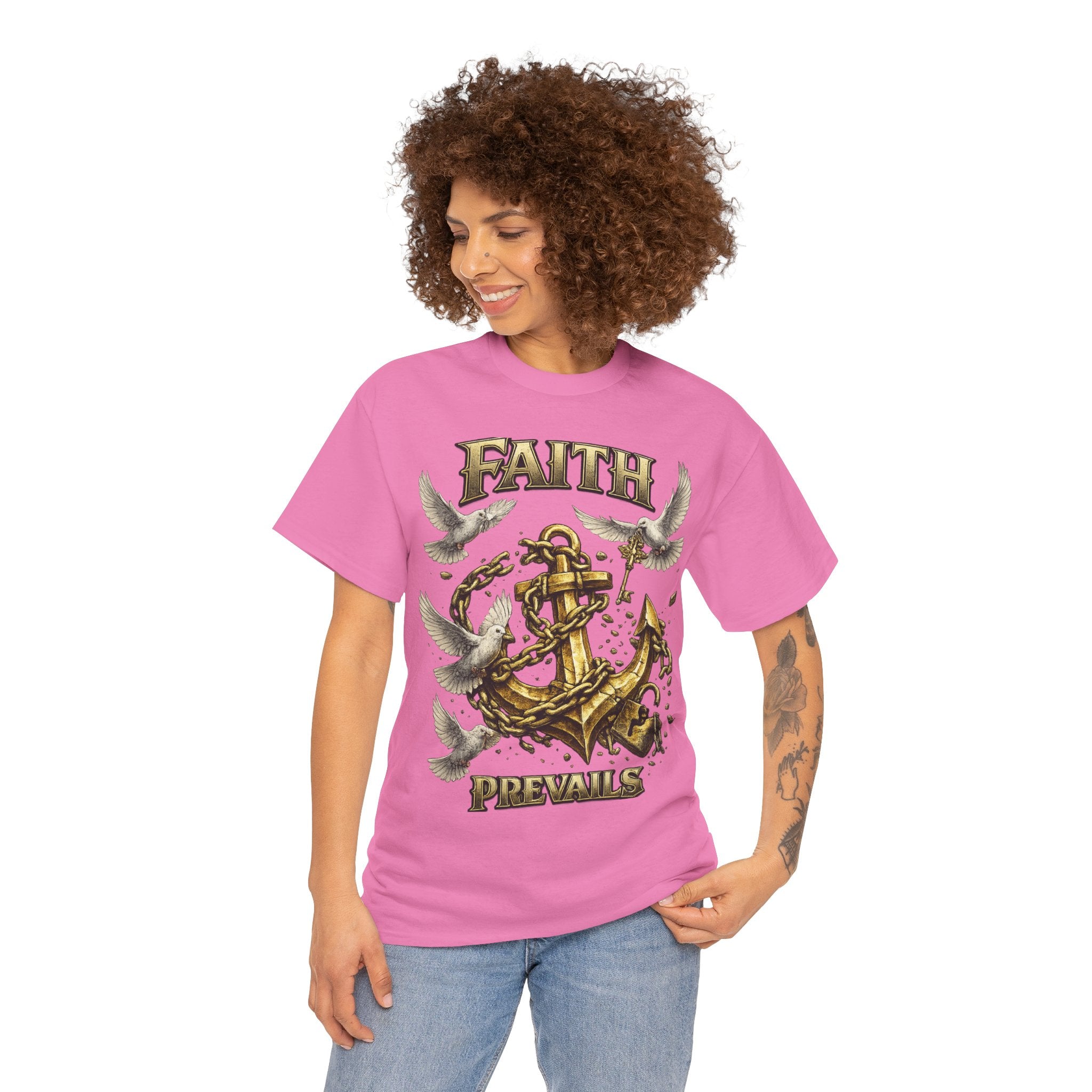 Adult Faith Prevails Anchor T-Shirt (Gold Anchor) Printify
