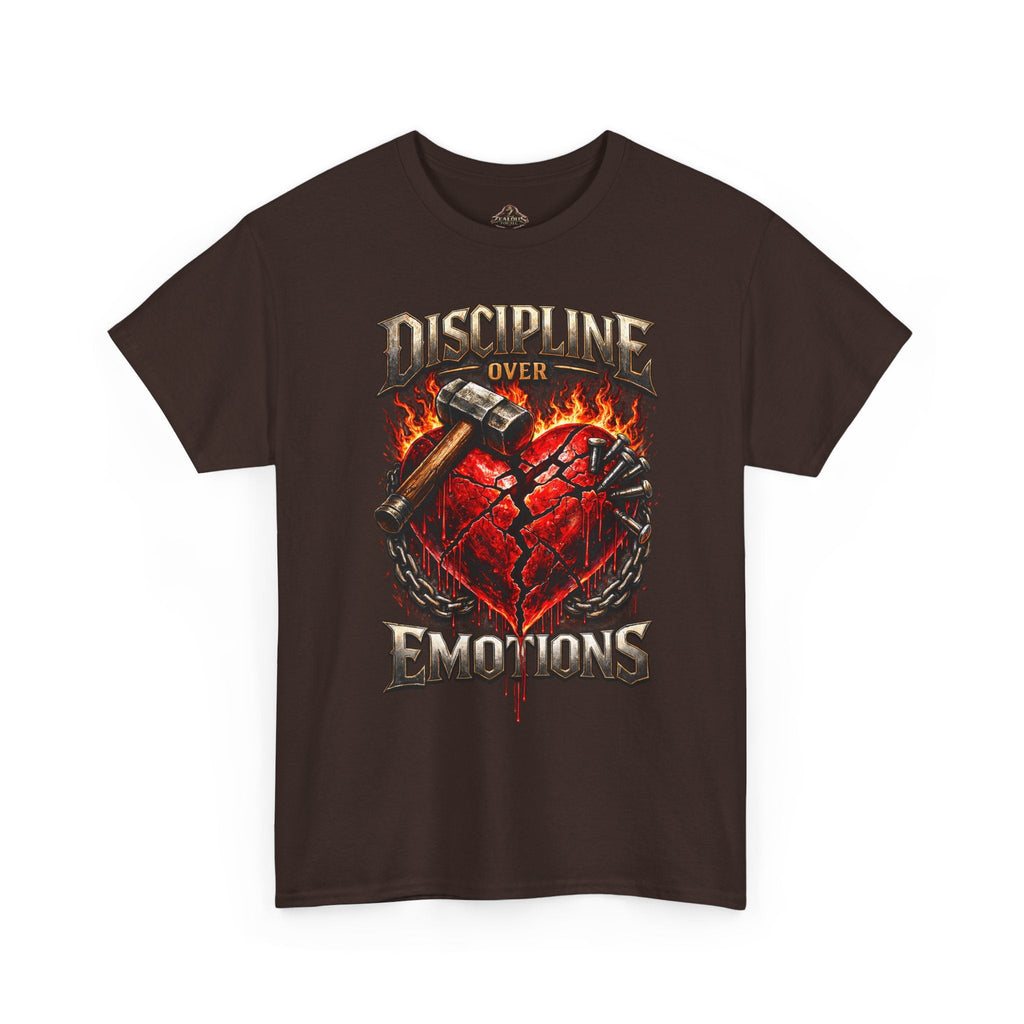 Discipline Over Emotions Graphic T-Shirt (Red Heart) Printify