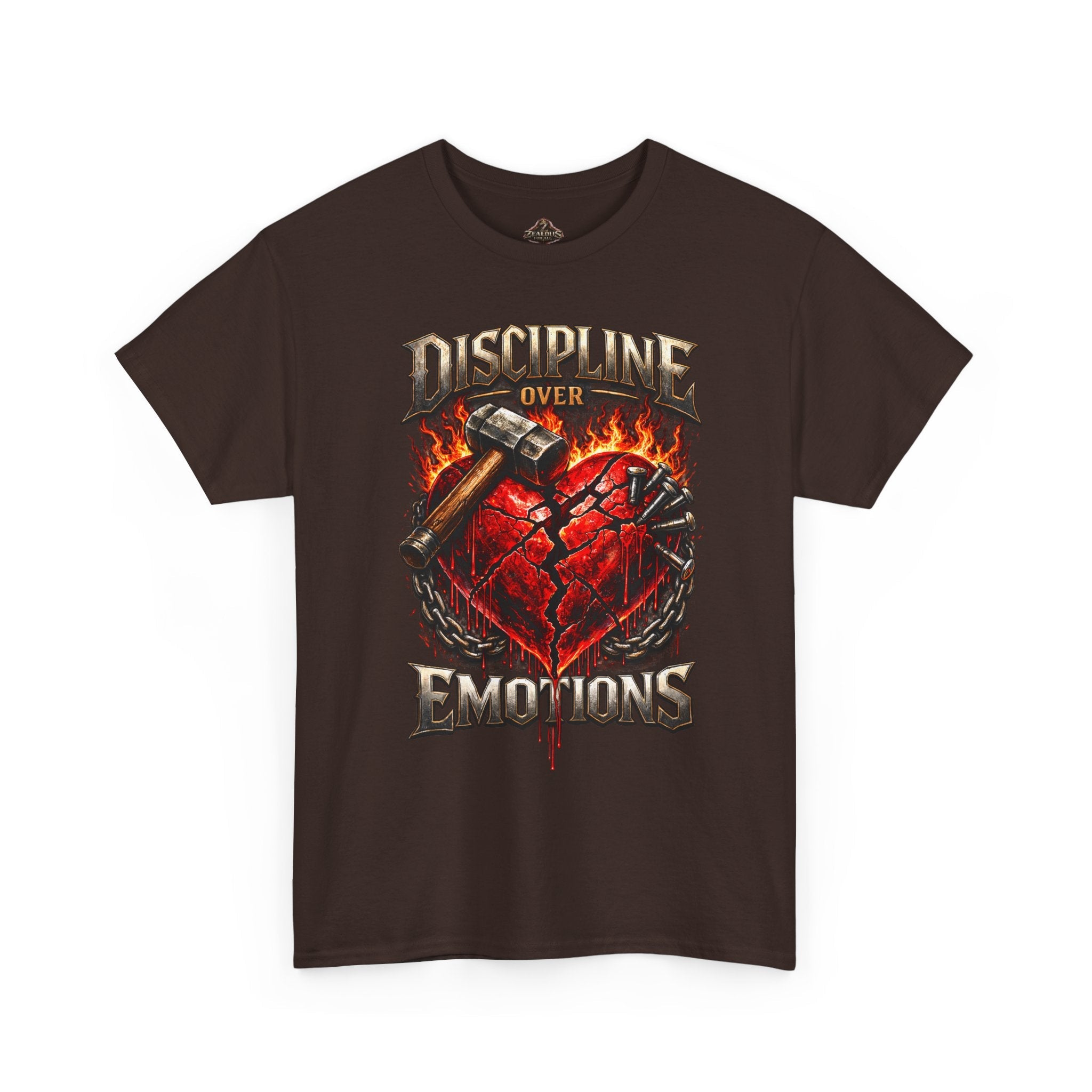 Discipline Over Emotions Graphic T-Shirt (Red Heart) Printify