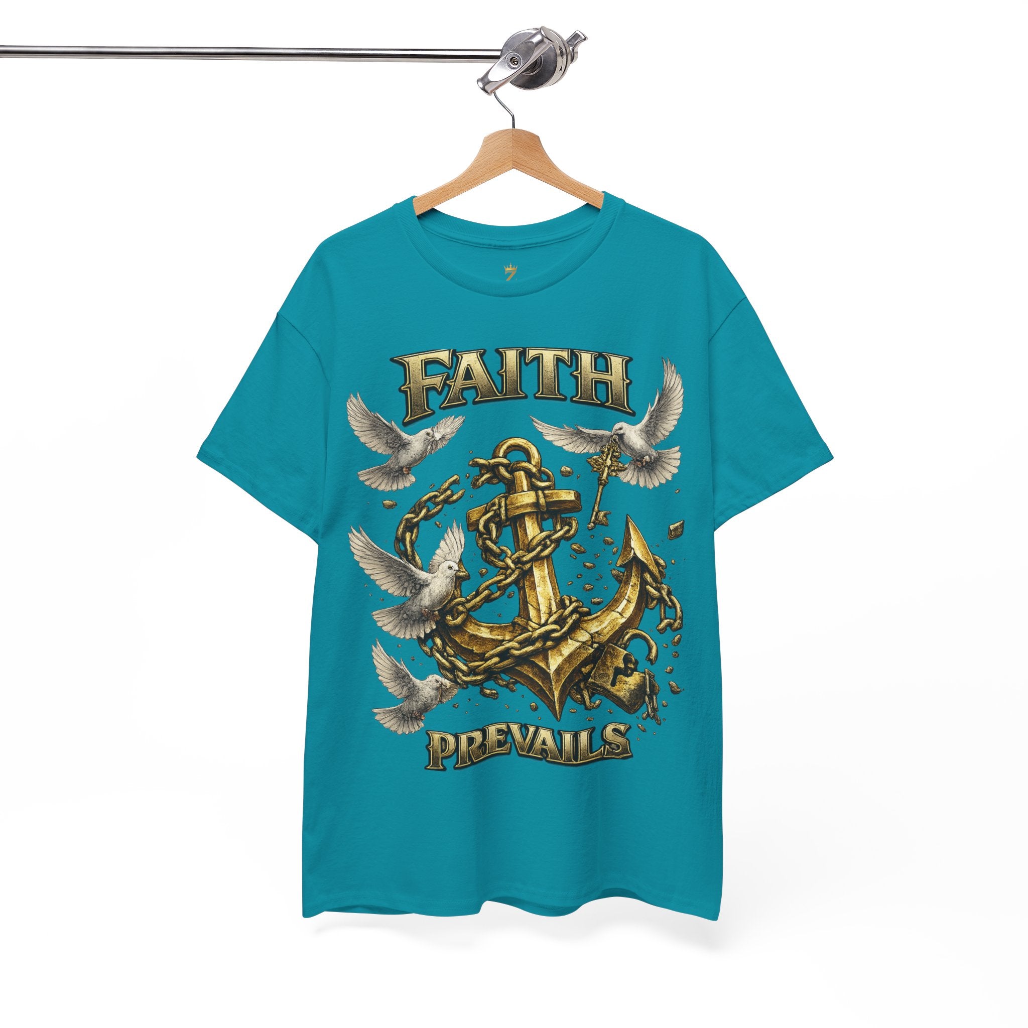 Adult Faith Prevails Anchor T-Shirt (Gold Anchor) Printify