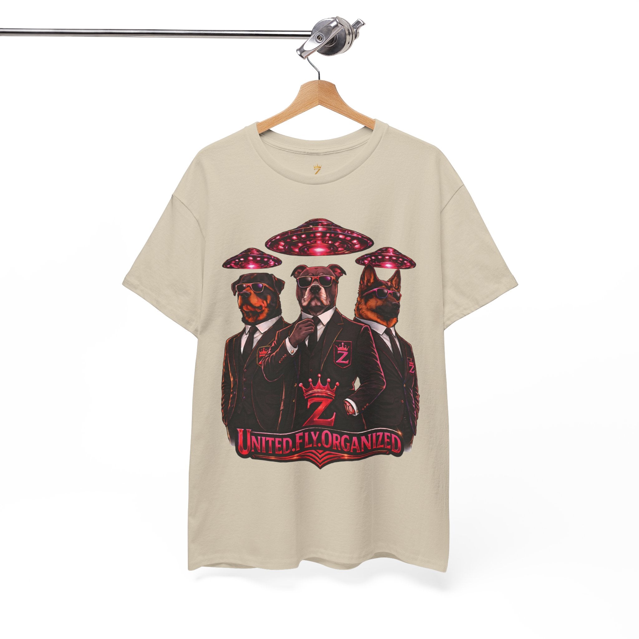 Adult "United. Fly. Organized." Graphic Tee (Hot Pink) Printify