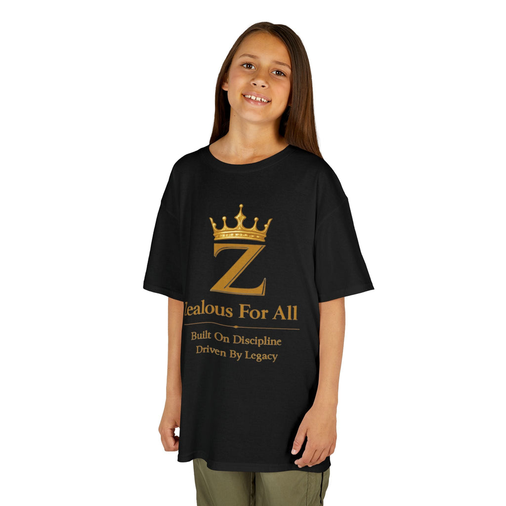 Kids Zealous For All T-Shirt Drop 01 — Gold Logo Kids Tee Printify