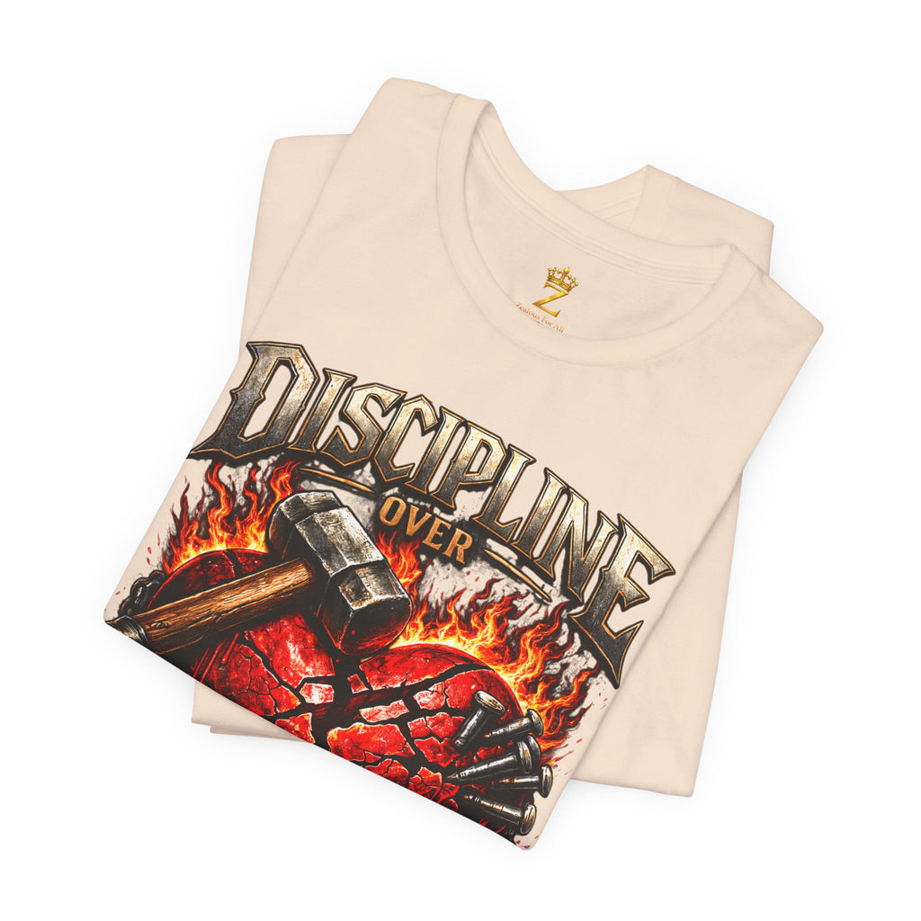 Discipline Over Emotions Premium Graphic T-Shirt (Red Heart) Printify