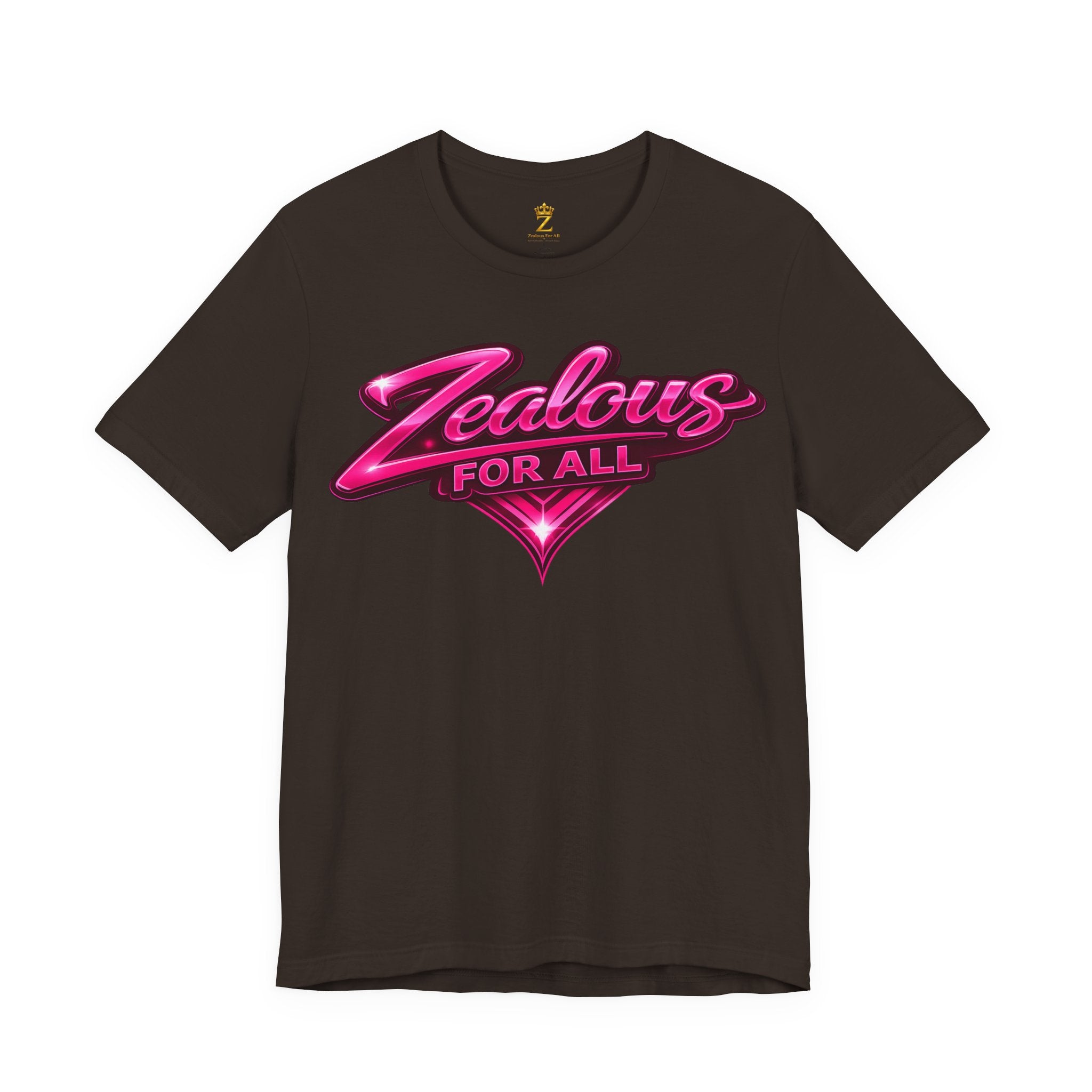 Zealous For All Graphic T-Shirt (Hot Pink Logo) Printify