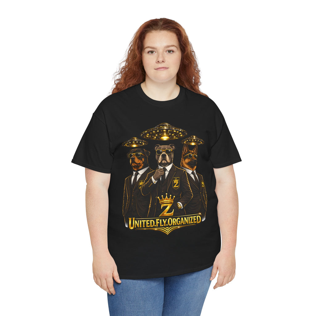 Adult "United. Fly. Organized." Graphic Tee (Gold) Printify