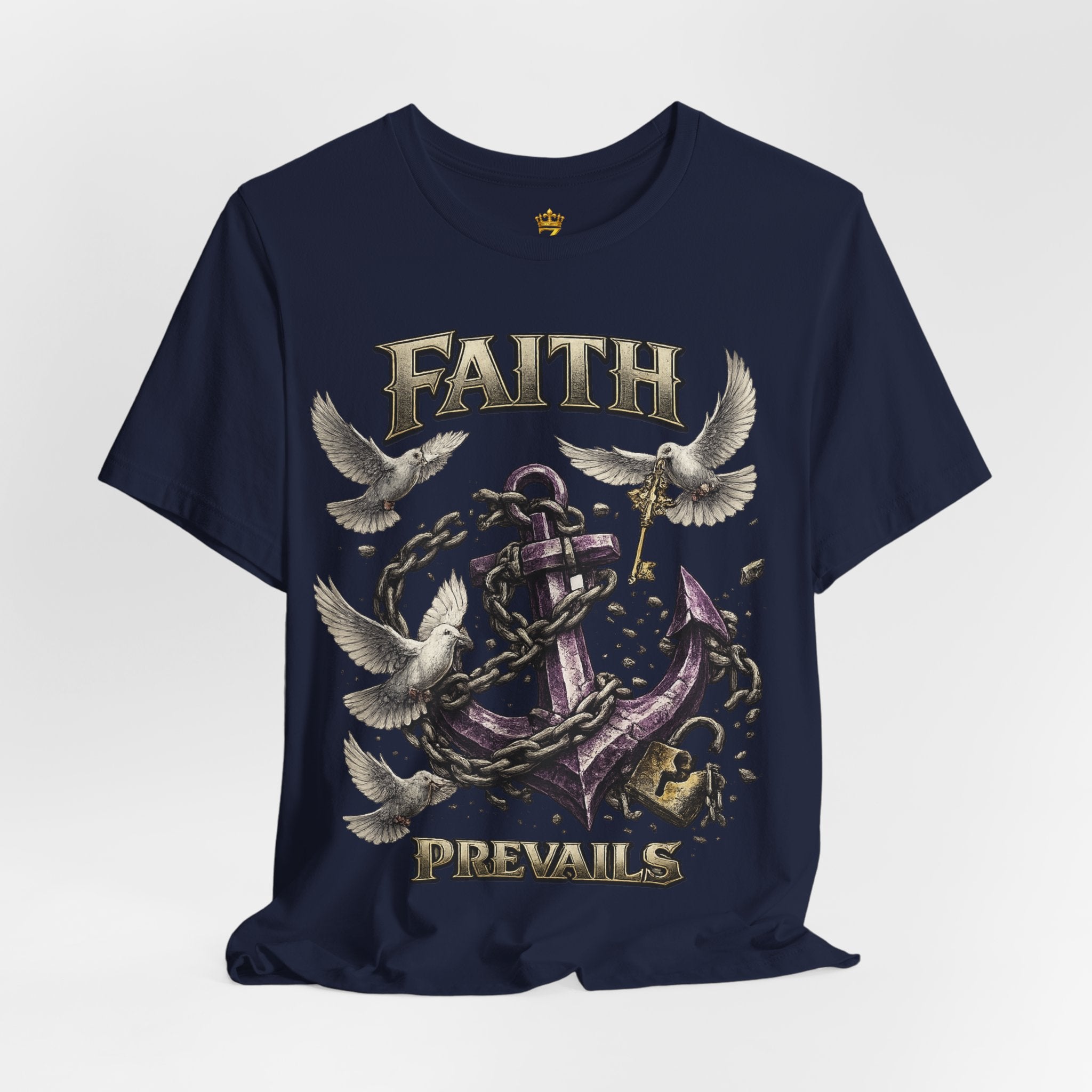 Faith Prevails T‑Shirt (Purple Anchor) Printify