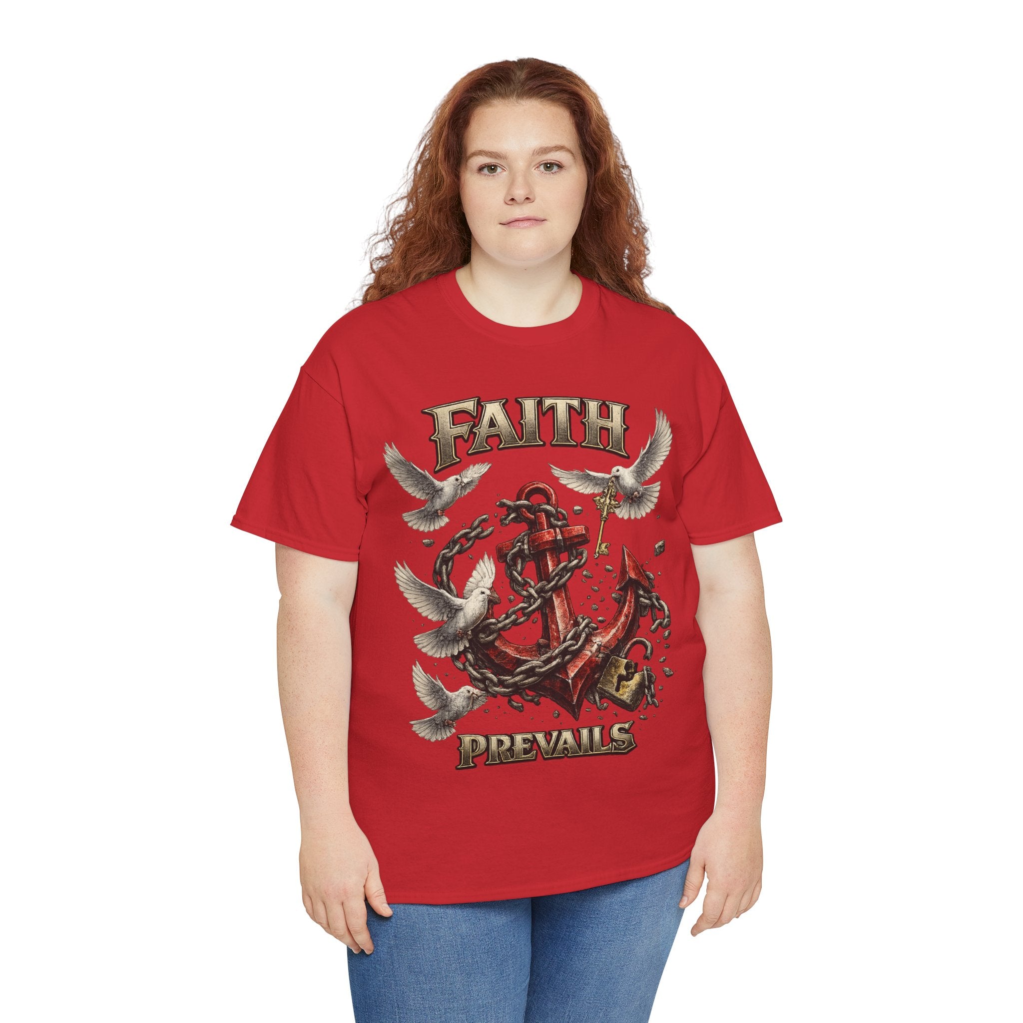Adult Faith Prevails T‑Shirt (Red Anchor) Printify