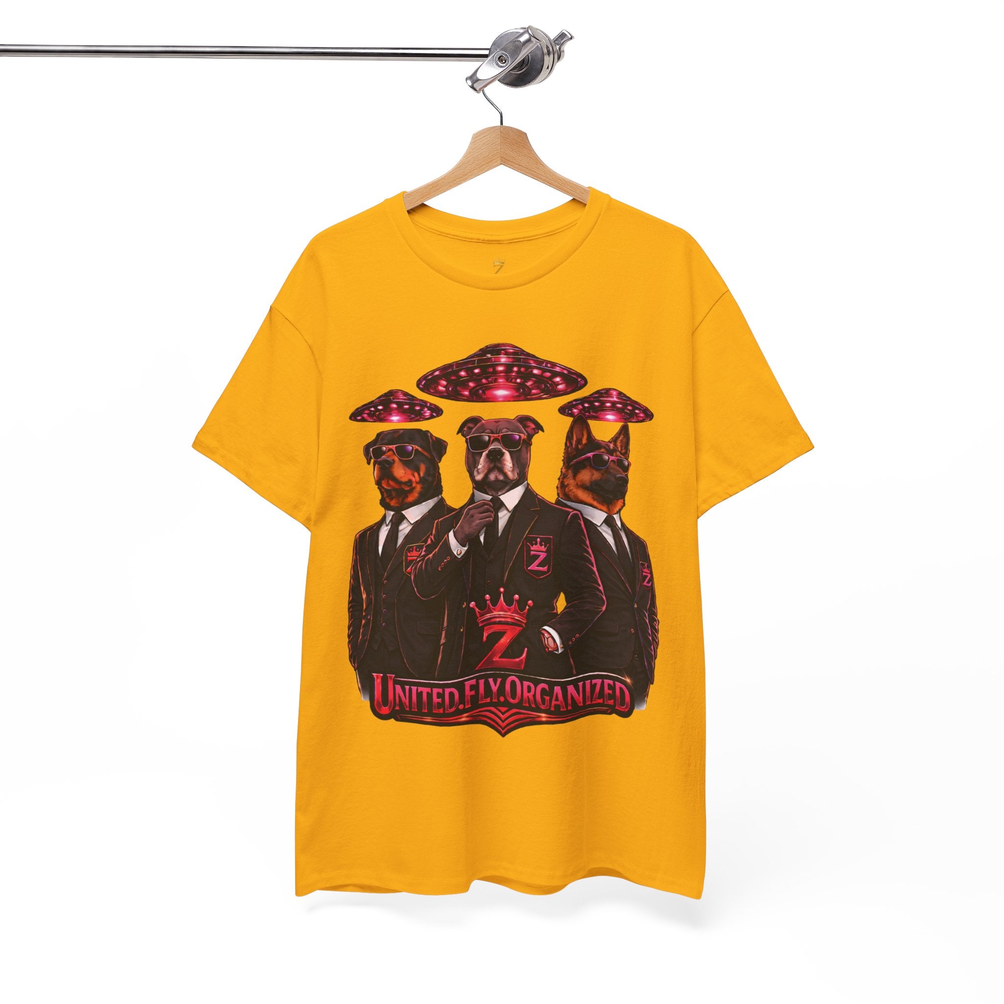 Adult "United. Fly. Organized." Graphic Tee (Hot Pink) Printify