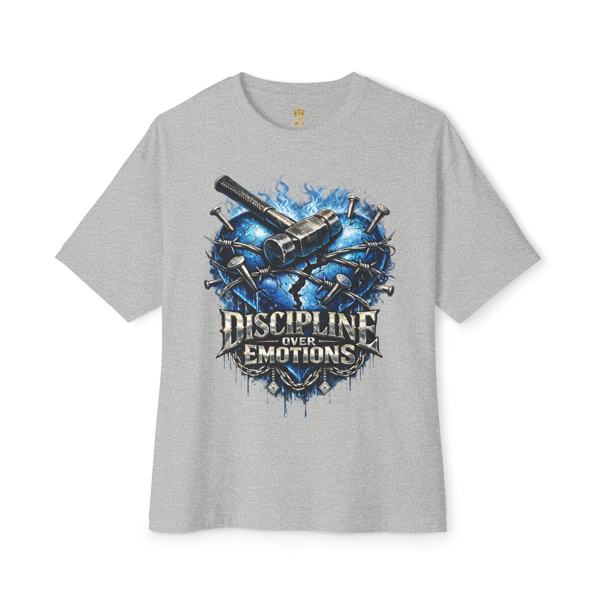 CEO KHI EDITION *Oversized* Discipline Over Emotions Graphic T-Shirt (Blue Heart) Printify