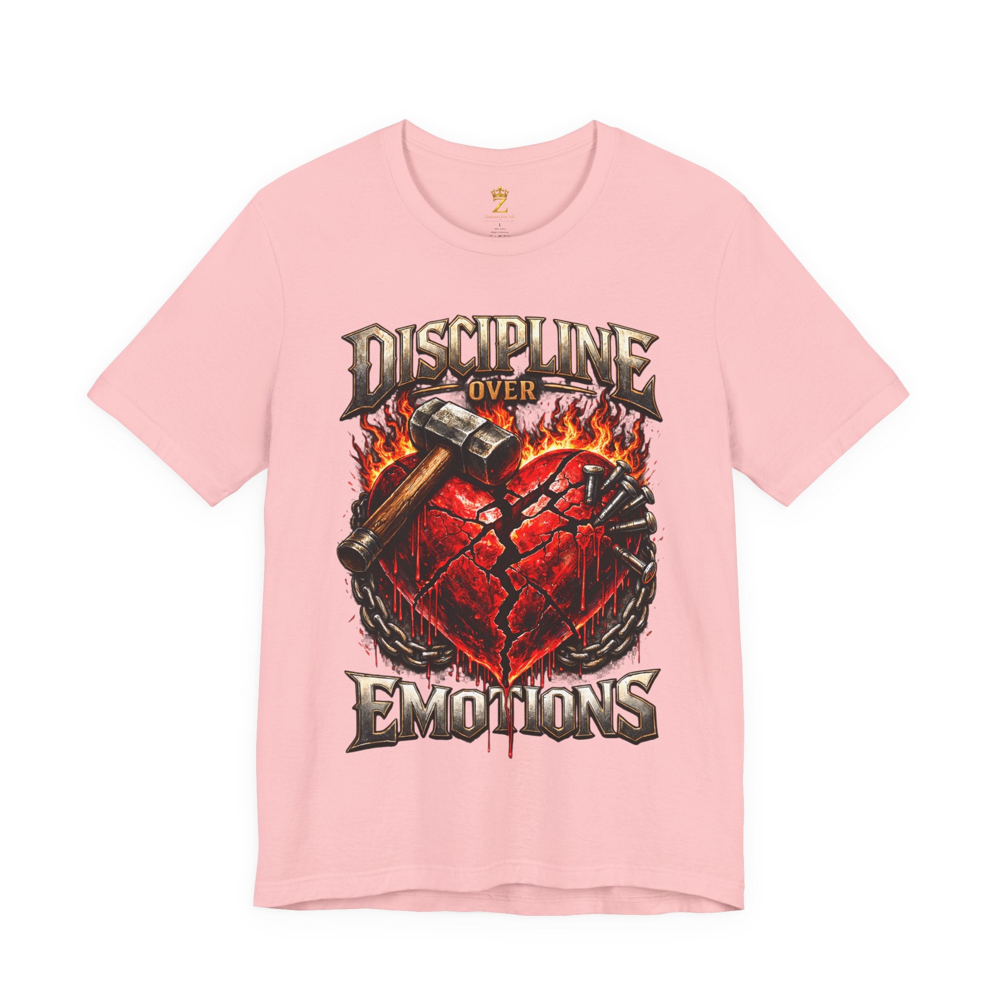 Discipline Over Emotions Premium Graphic T-Shirt (Red Heart) Printify