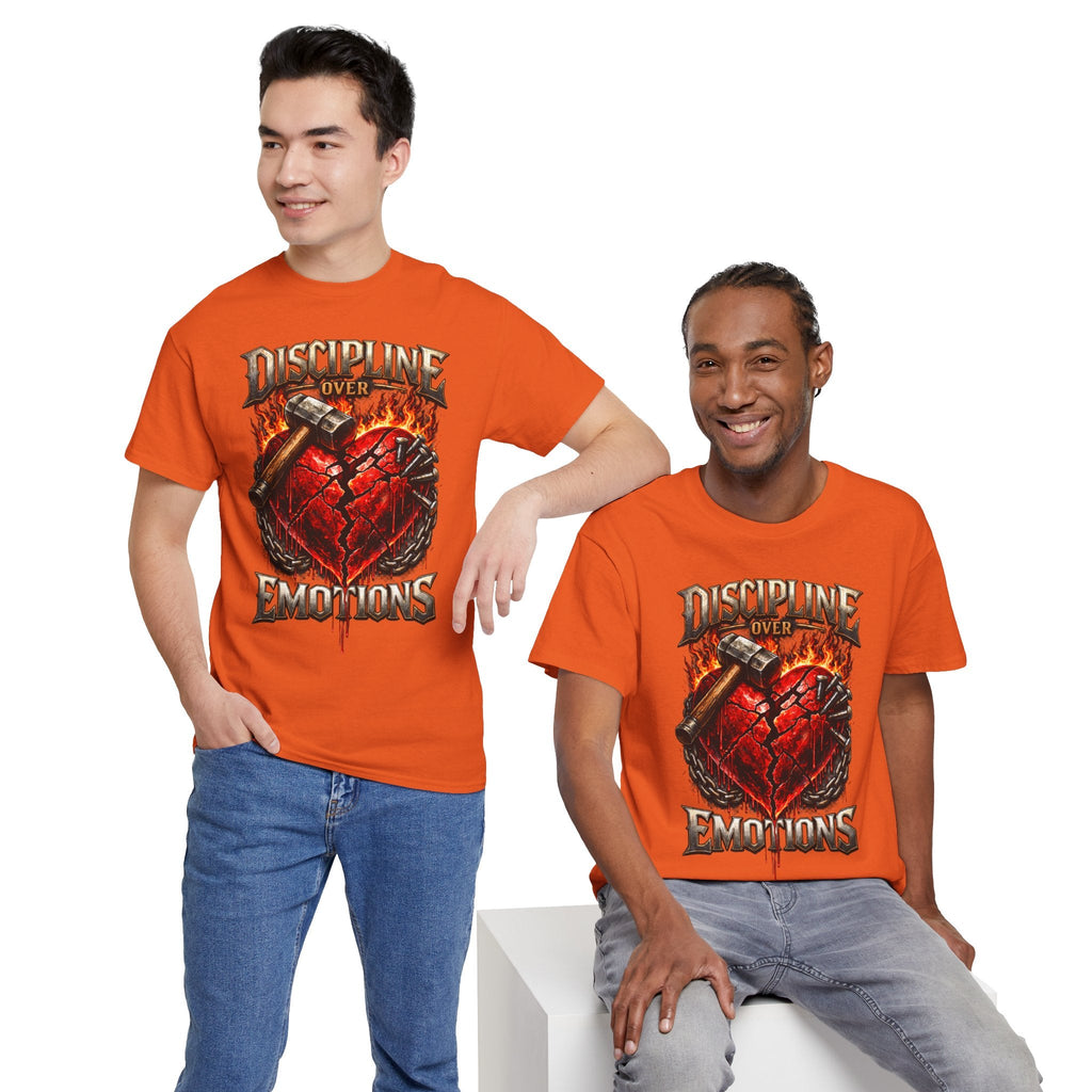 Discipline Over Emotions Graphic T-Shirt (Red Heart) Printify