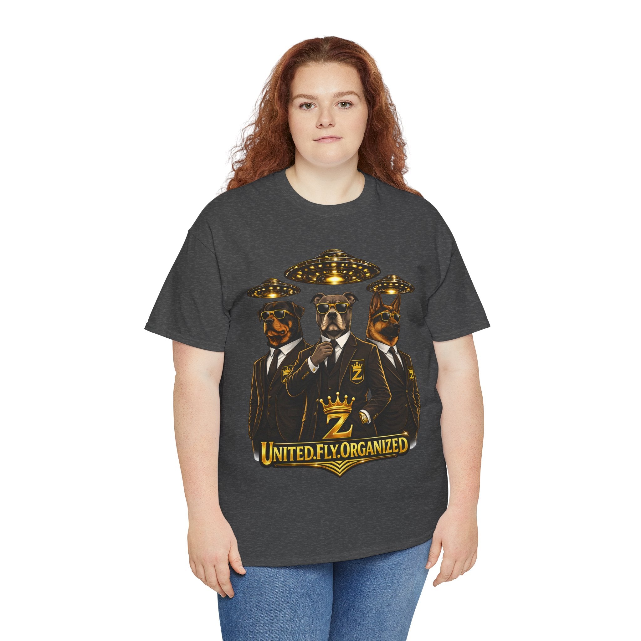 Adult "United. Fly. Organized." Graphic Tee (Gold) Printify