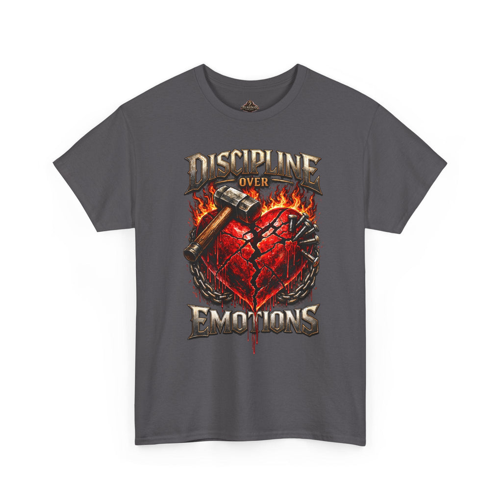 Discipline Over Emotions Graphic T-Shirt (Red Heart) Printify