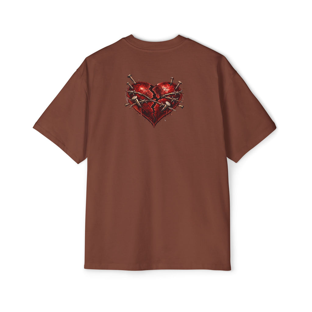 Oversized Discipline Over Emotions Graphic Tee (Front Red Heart) Printify